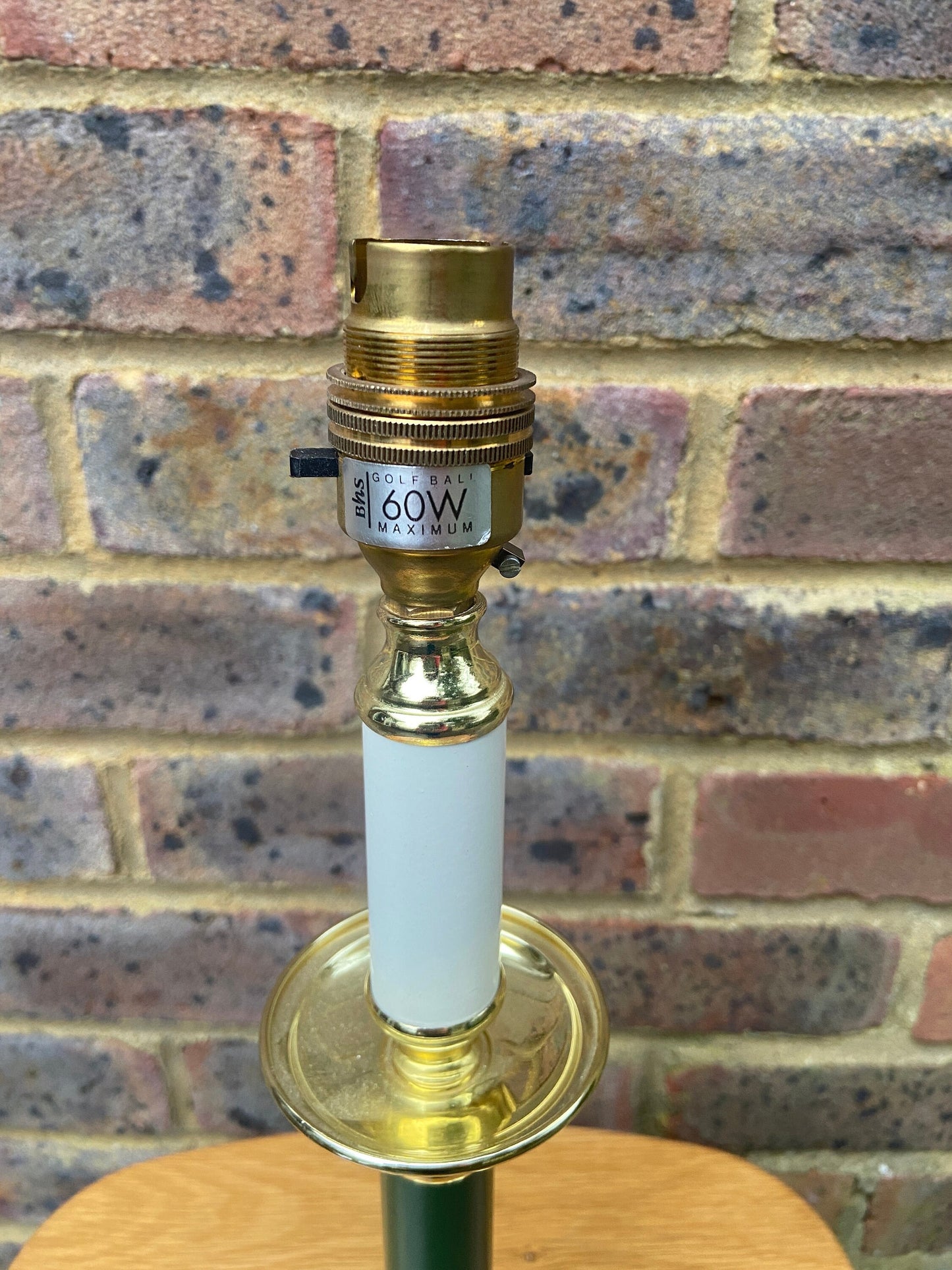BHS vintage Green and Gold Table Lamp - metal and plastic - working order