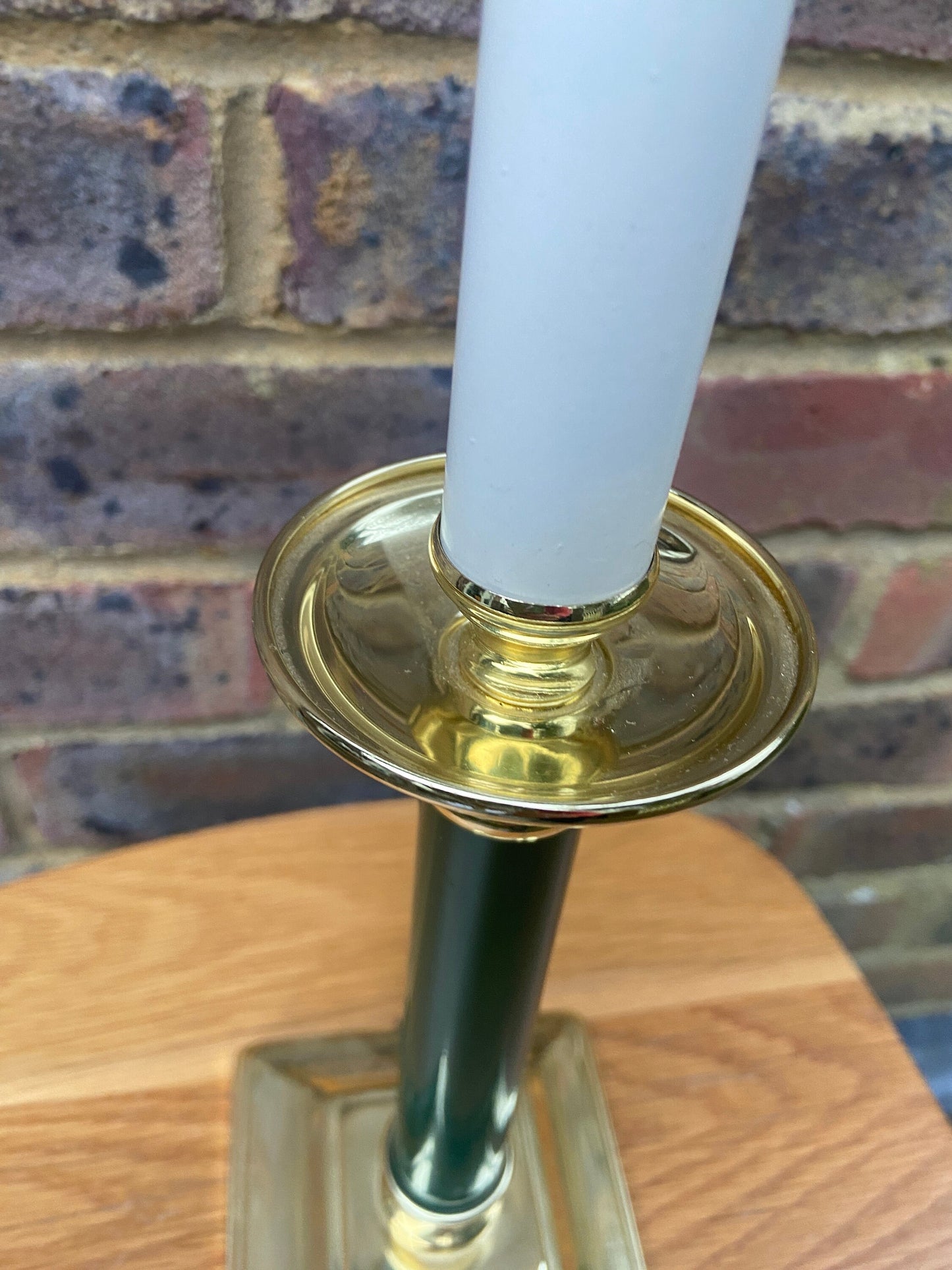 BHS vintage Green and Gold Table Lamp - metal and plastic - working order