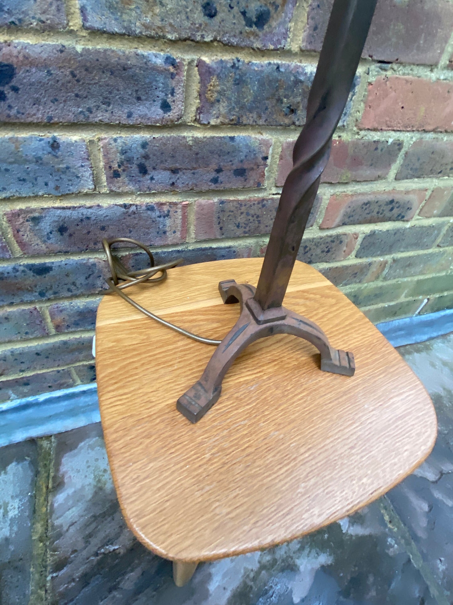 Intriguing Art Nouveau solid Wrought Iron Vintage Lamp - tall 56cm, working order