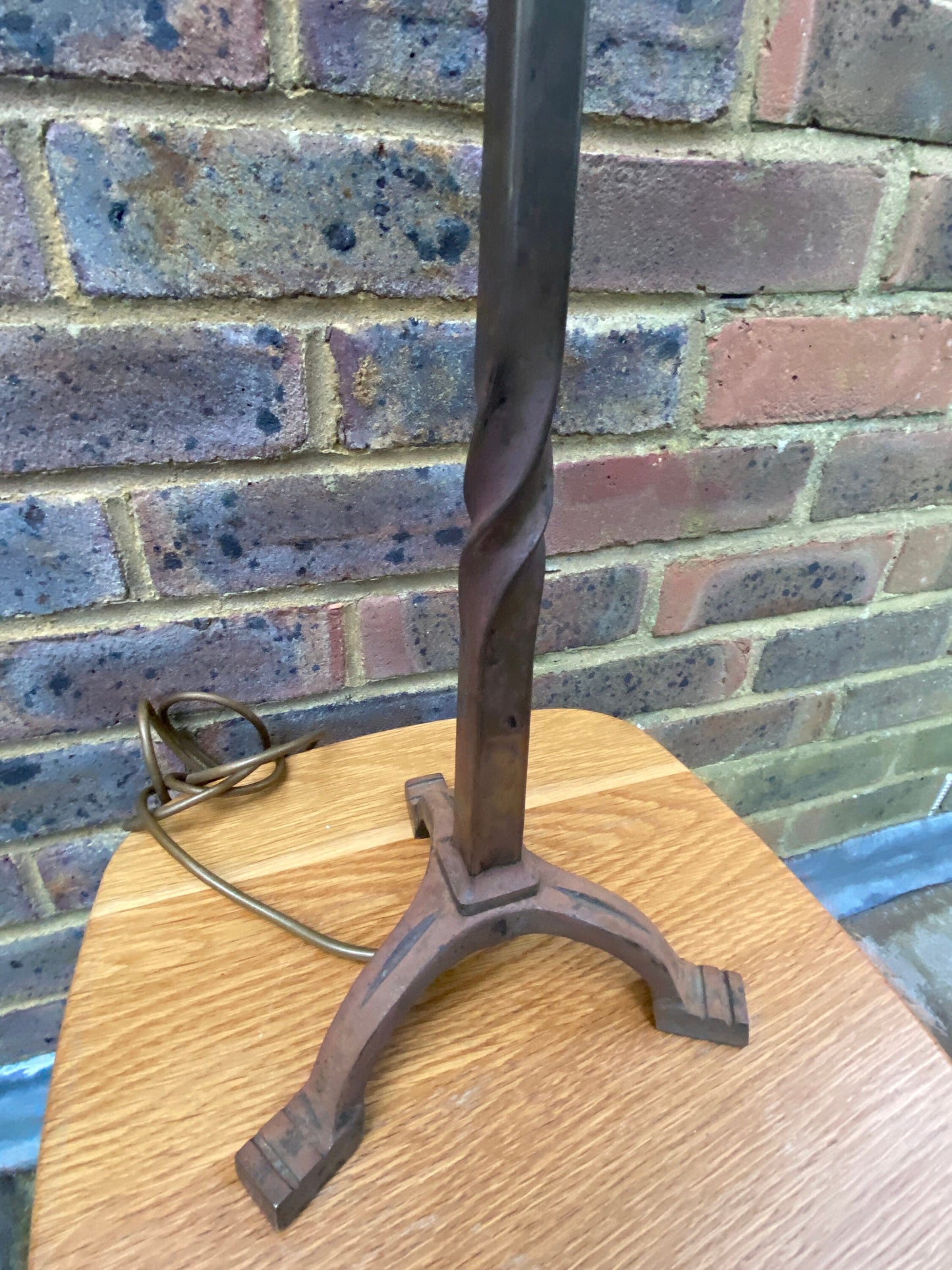Intriguing Art Nouveau solid Wrought Iron Vintage Lamp - tall 56cm, working order