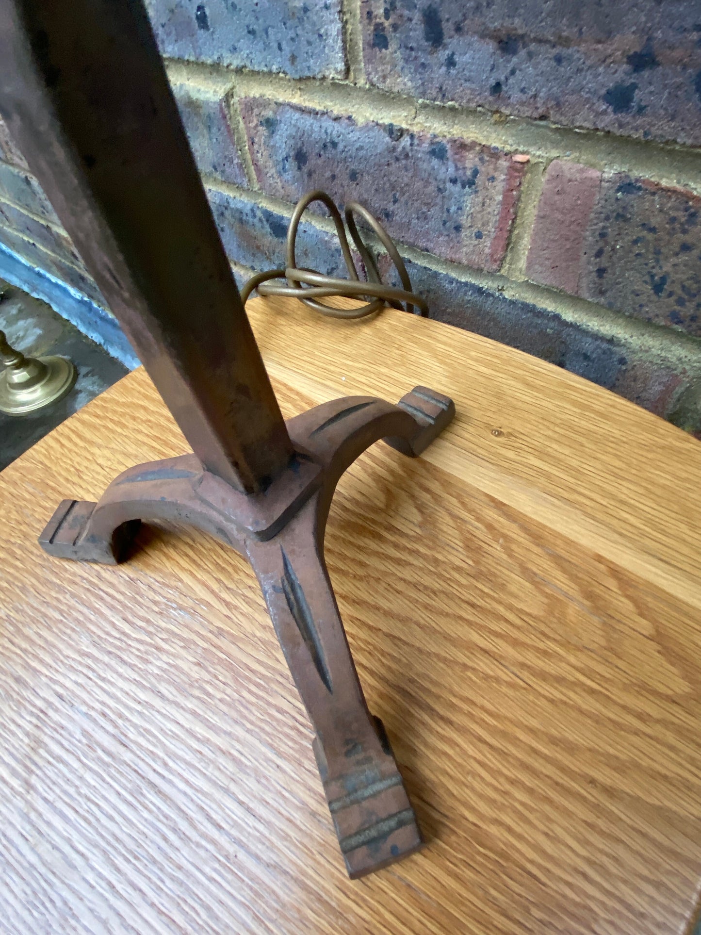 Intriguing Art Nouveau solid Wrought Iron Vintage Lamp - tall 56cm, working order