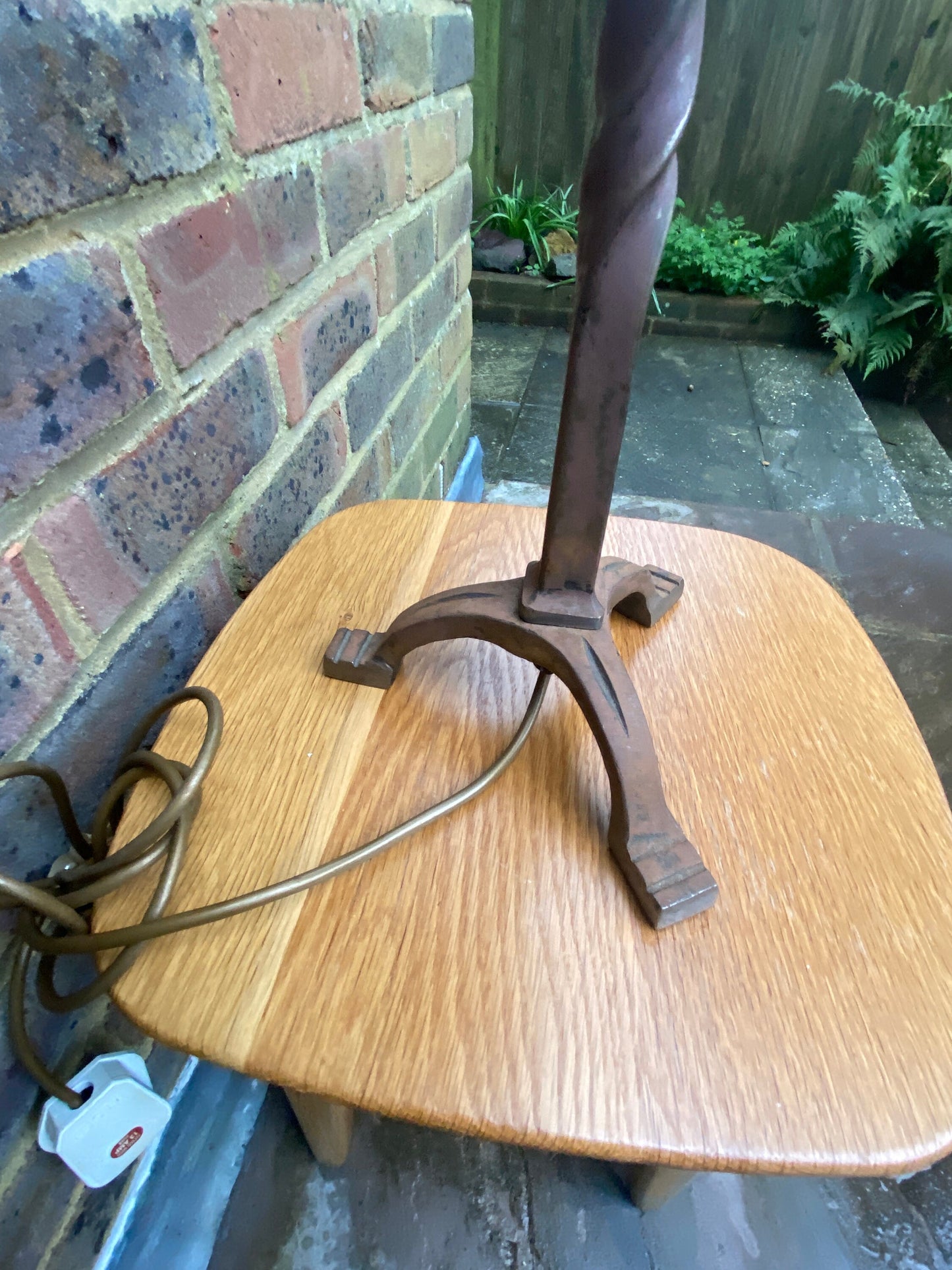 Intriguing Art Nouveau solid Wrought Iron Vintage Lamp - tall 56cm, working order