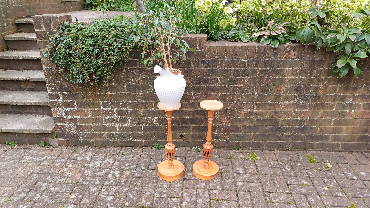 Pair Vintage Wooden Edwardian Upcycled Plant Holders. Upcycled from an Edwardian Sideboard