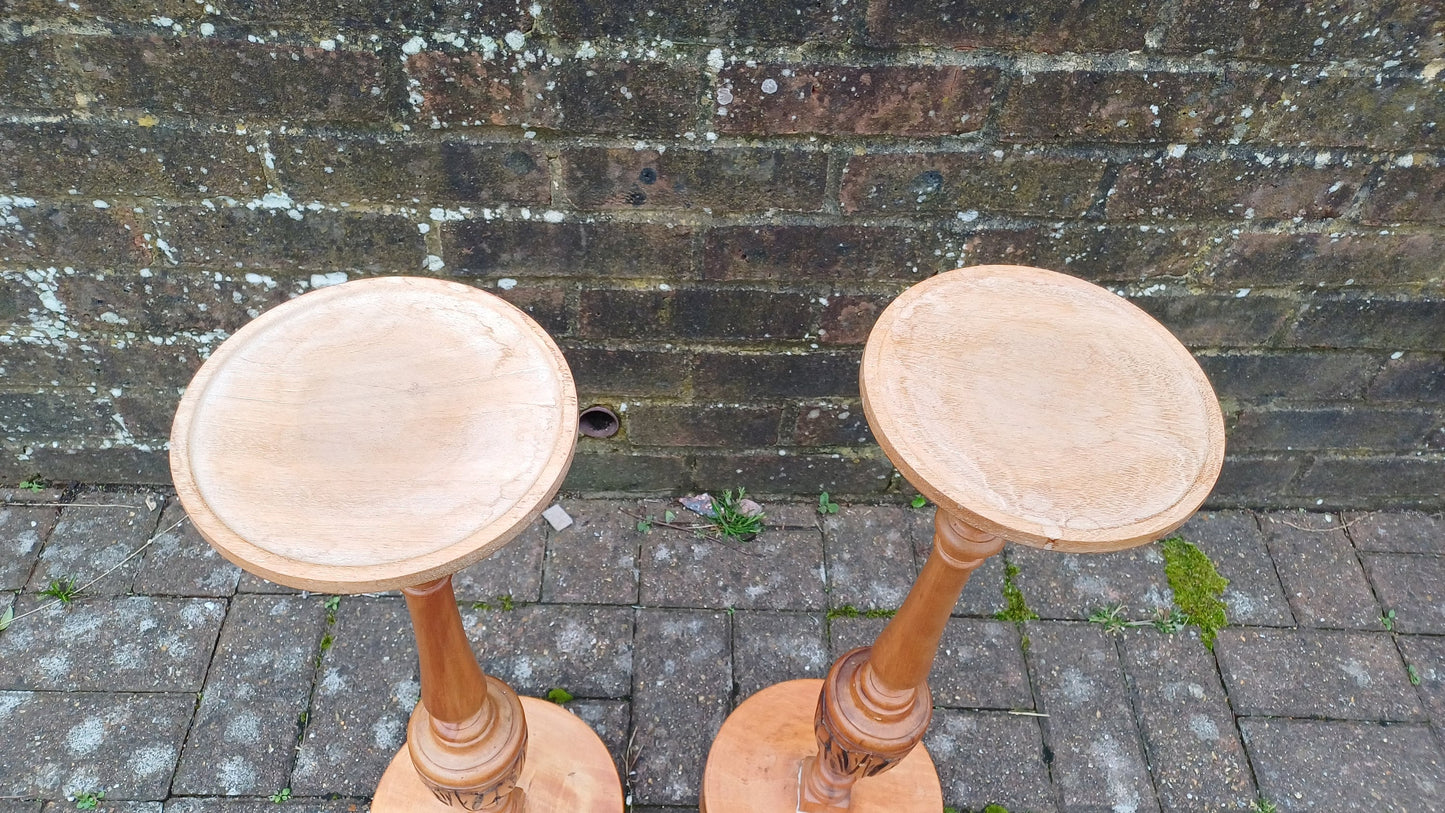 Pair Vintage Wooden Edwardian Upcycled Plant Holders. Upcycled from an Edwardian Sideboard