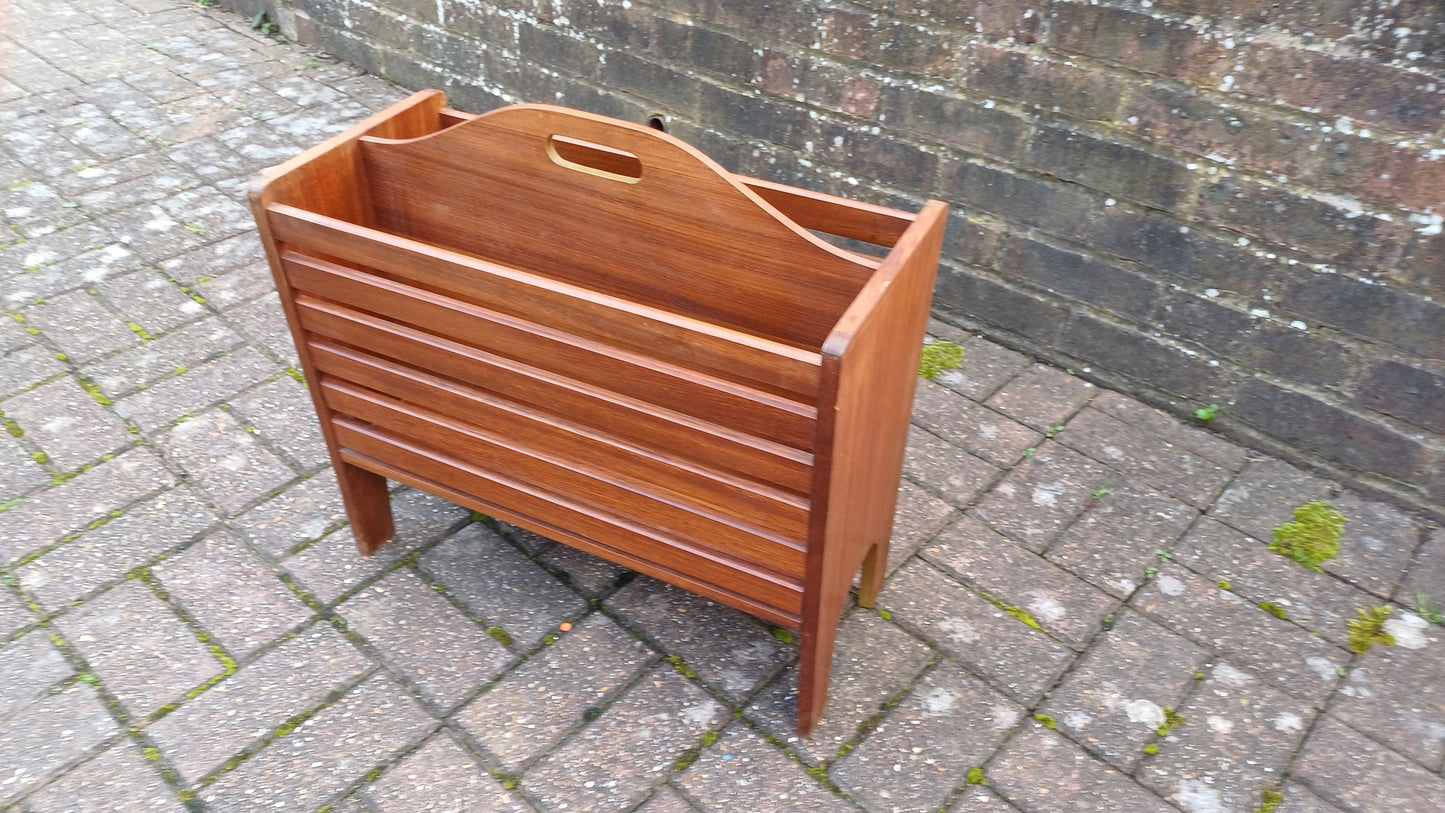 Very Large Vintage Retro Teak 60s Magazine Rack General Storage