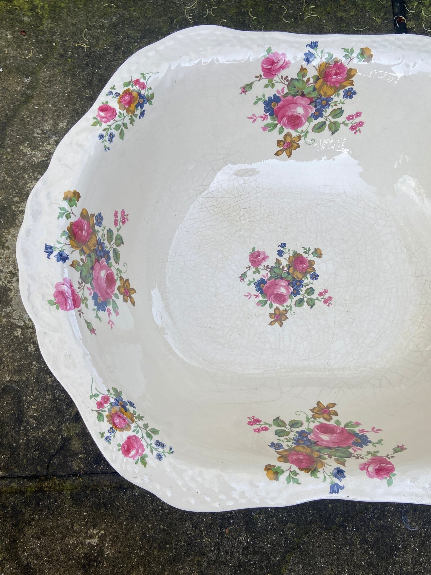 Large Vintage Floral Jug and Basin set, Ironstone, Made in England