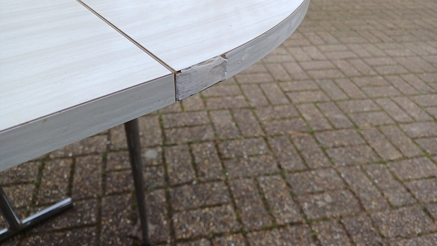 Vintage Retro Drop Leaf Dining Table Chrome Legs Formica