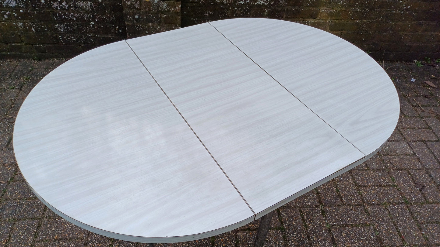 Vintage Retro Drop Leaf Dining Table Chrome Legs Formica
