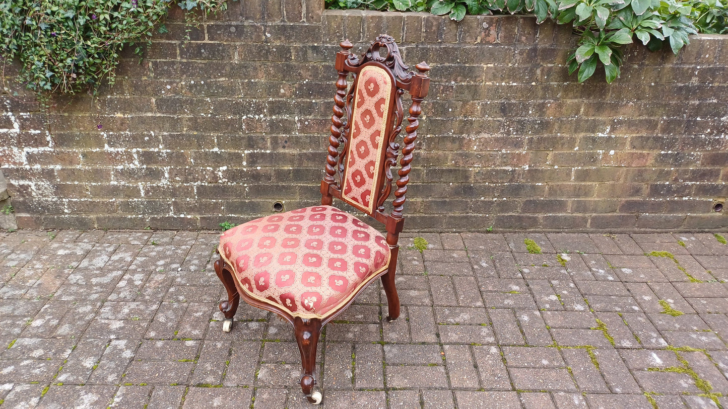 Exquisite Mahogany Upholstered Occasional Chair Superb Carved Features