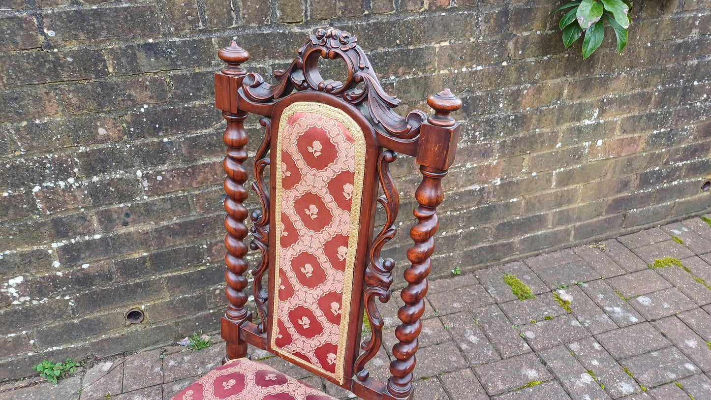 Exquisite Mahogany Upholstered Occasional Chair Superb Carved Features