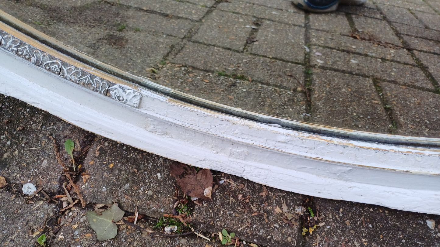 Large Oval Vintage Painted Wall Mirror Unique Bespoke in Farrow and Ball 'Blackened' ‘X-treem shabby chic!’