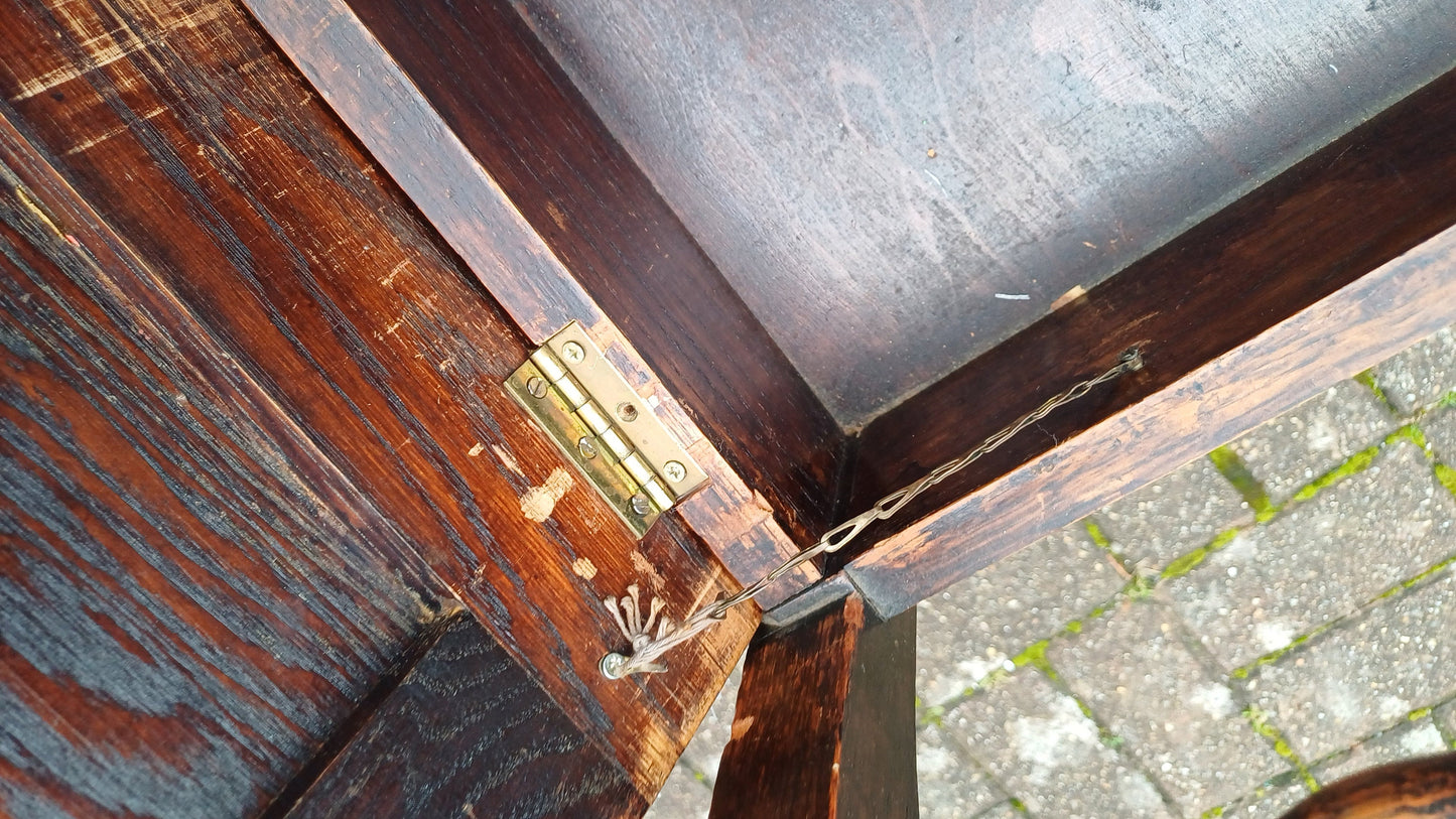 Vintage Oak Barley Twist 20s Piano Stool with Compartment