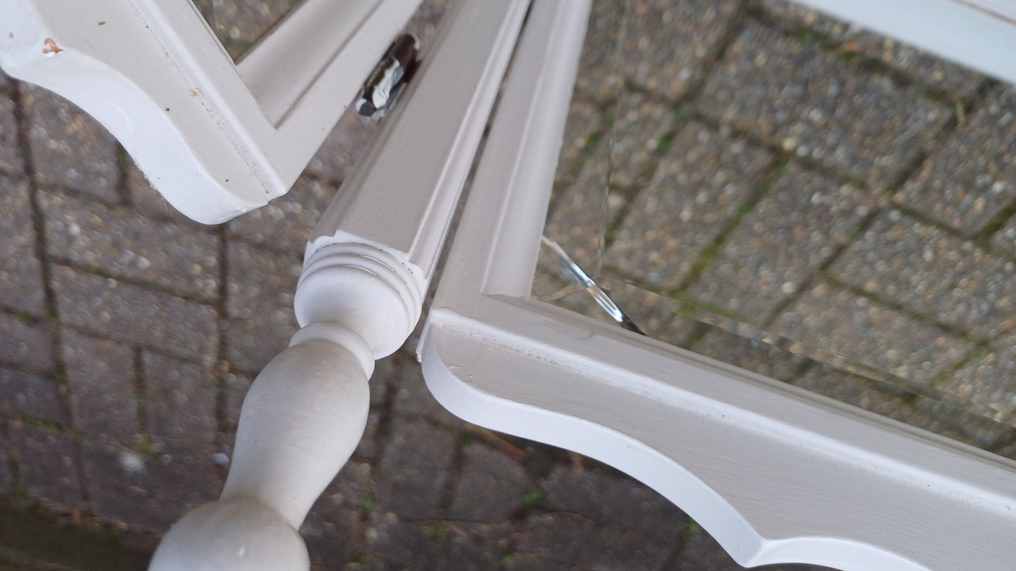 Vintage 80s Hand Painted Grey Triple Dressing Table Mirror Adjustable Swing.