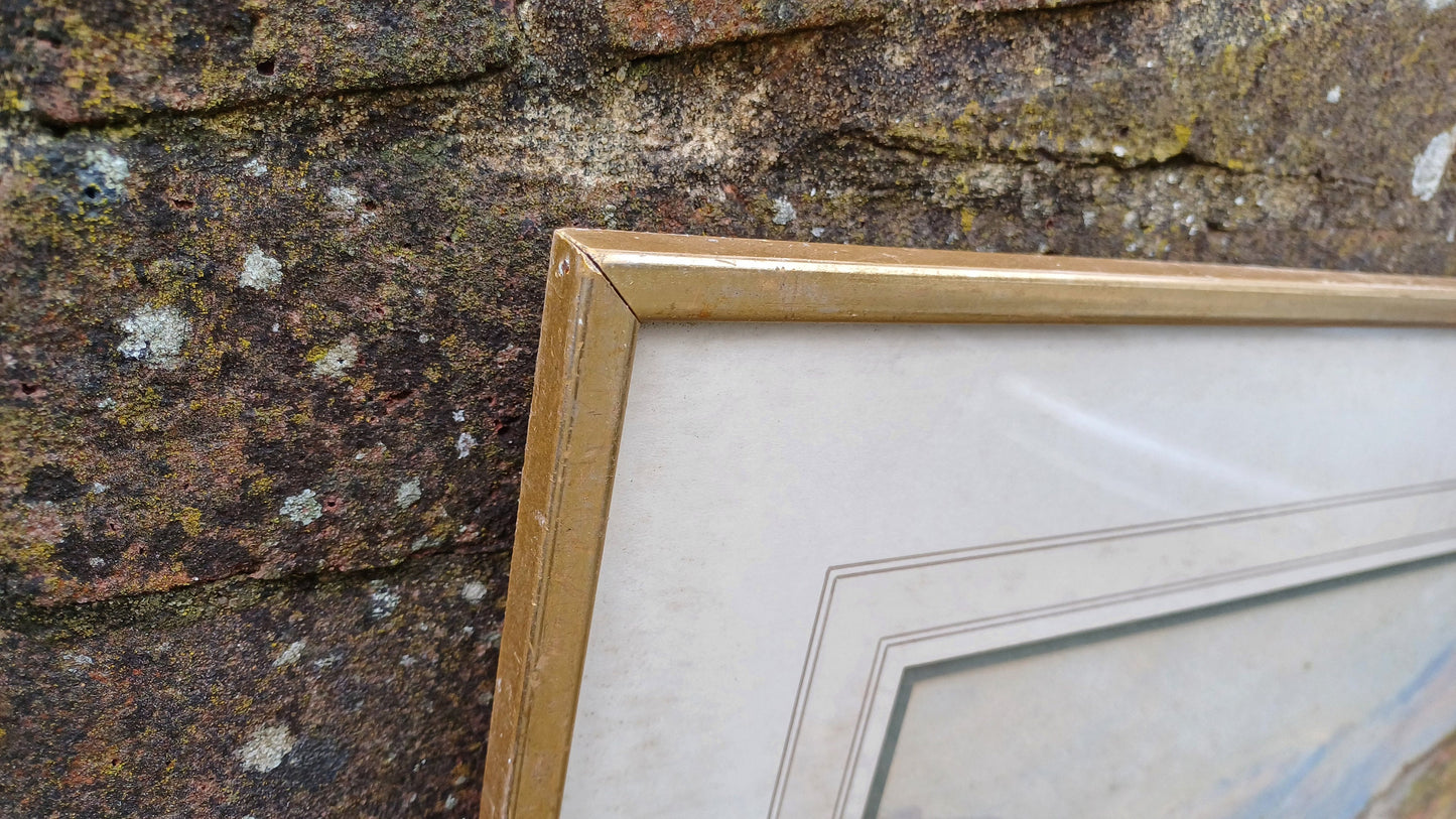 Large Top Quality Vintage Late Victorian Landscape Watercolour. Loch Scotland Vista Superb Detail