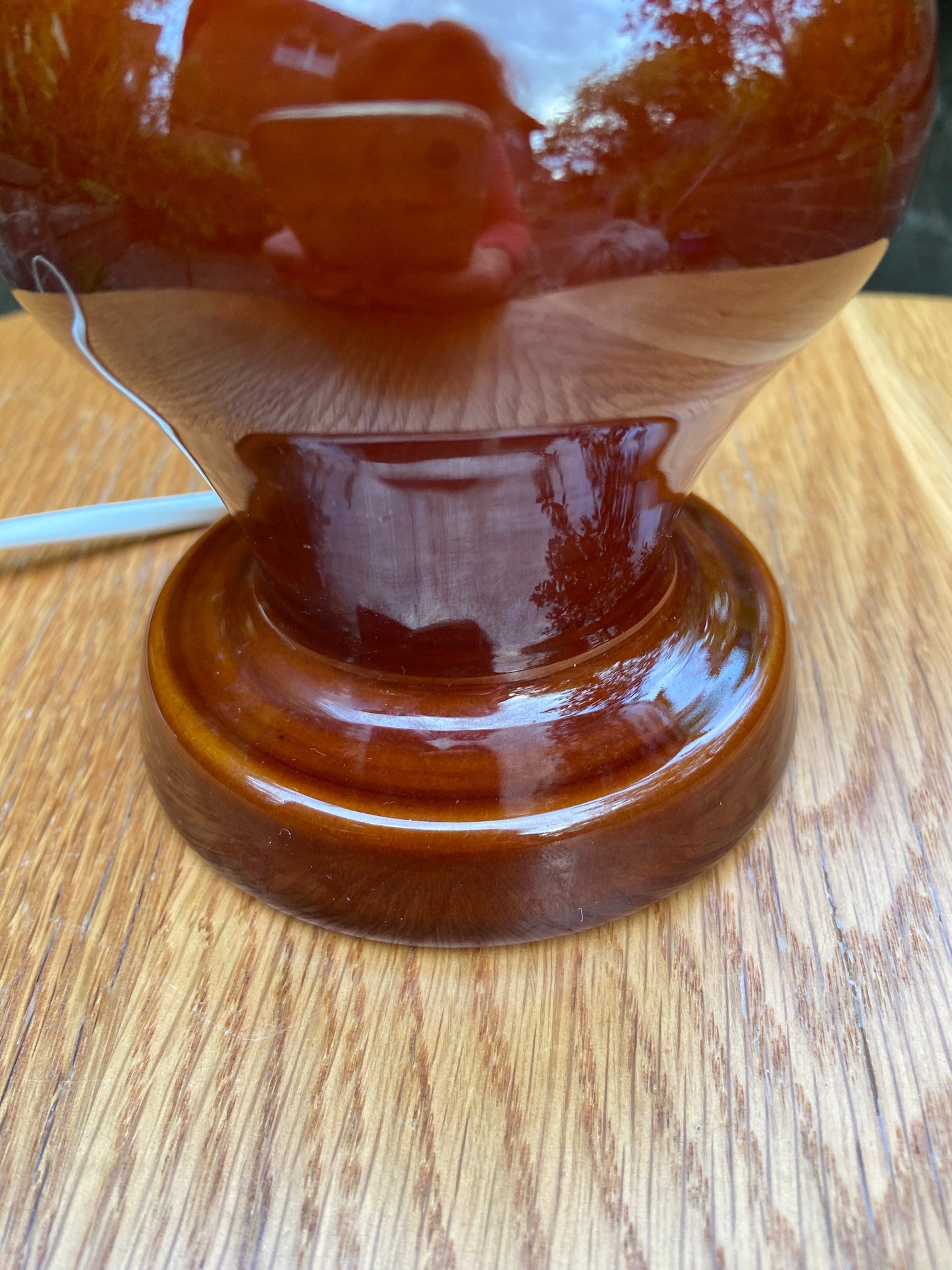 Retro Chocolate Brown glazed ceramic lamp with gorgeous bulbous shape - working table lamp, working retro lamp