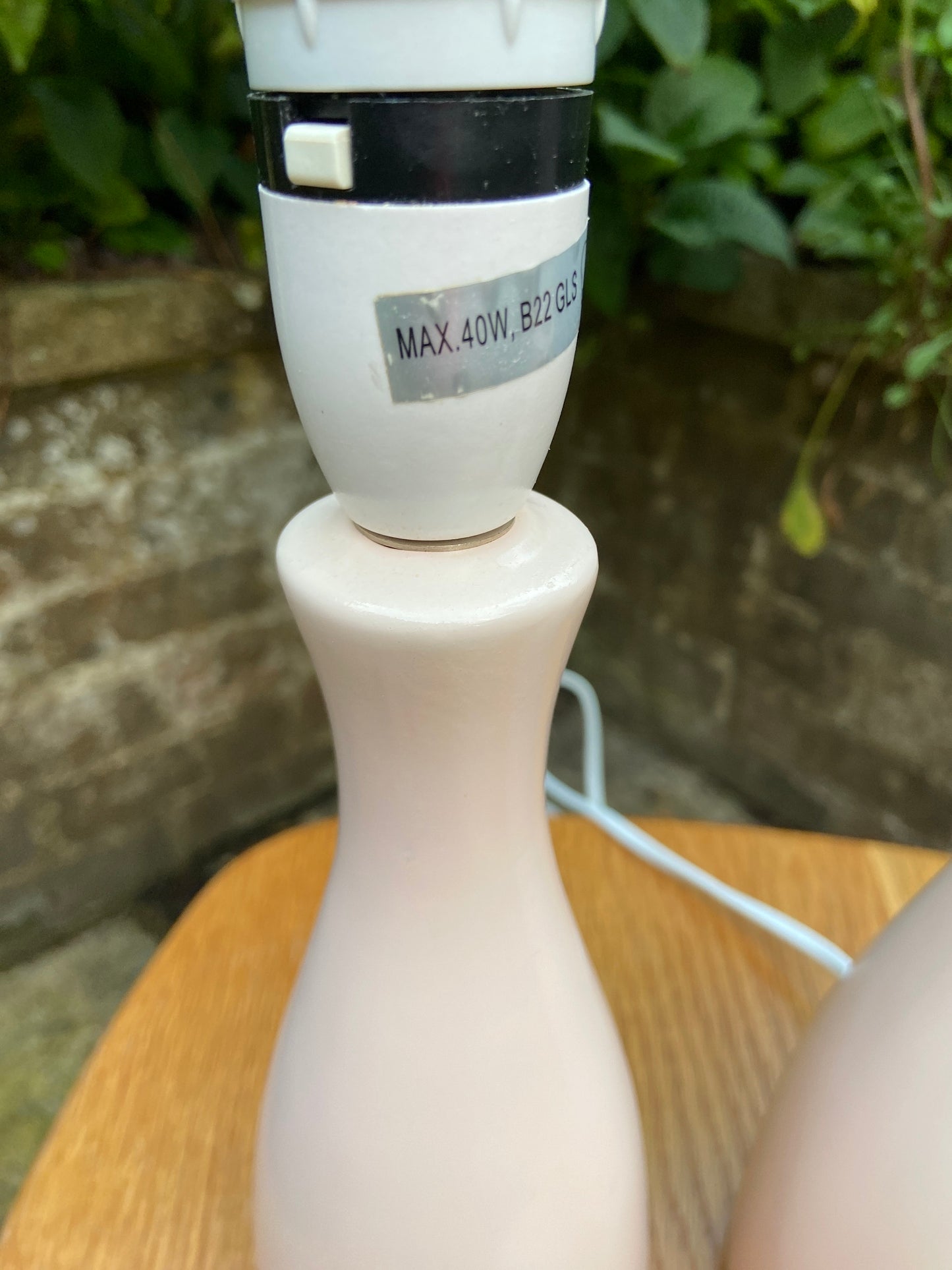 Pair of baby pink, pale pink, retro style bottle shaped lamps, pair table lamps, pair pink lamps, working lamps