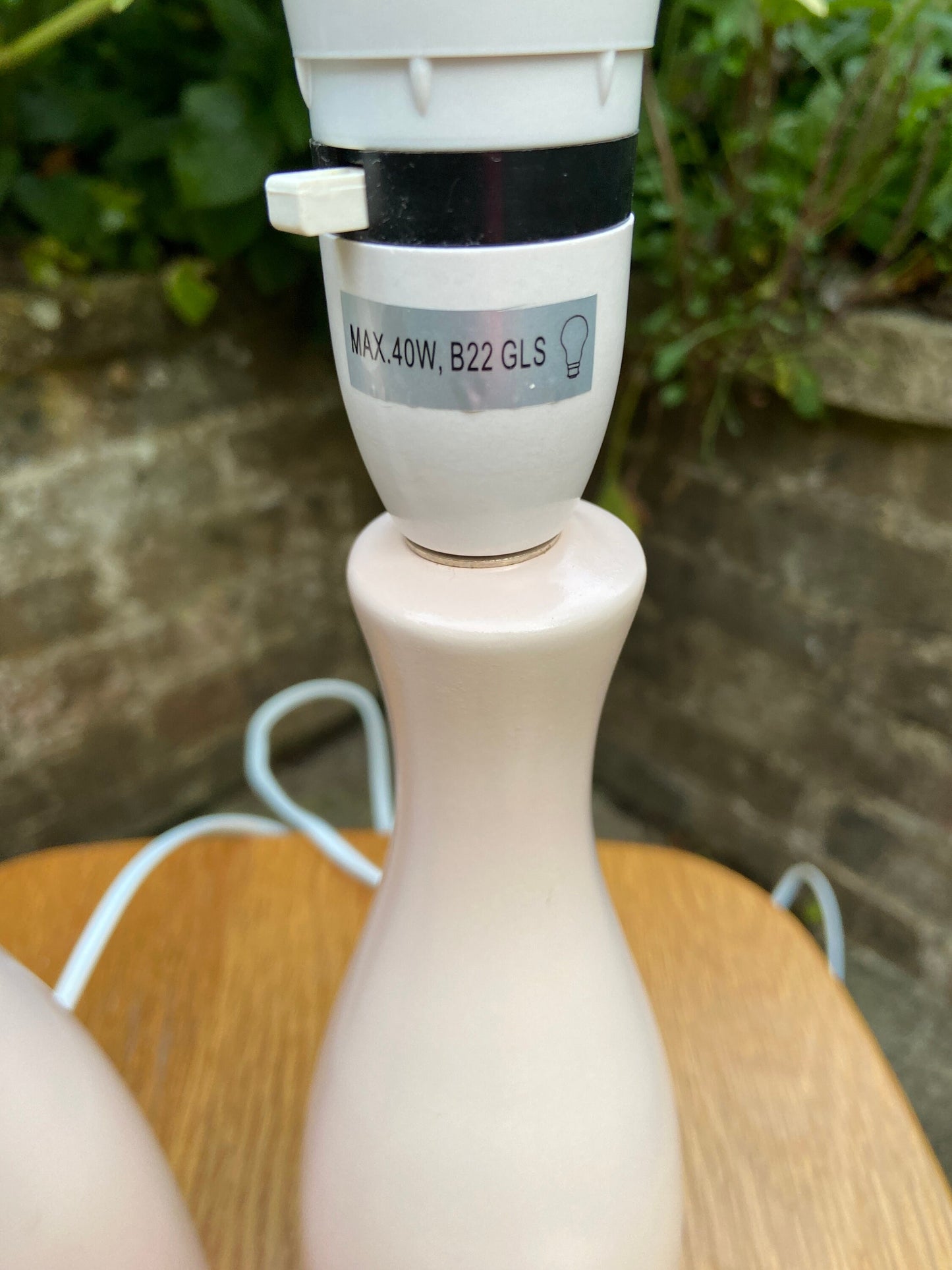 Pair of baby pink, pale pink, retro style bottle shaped lamps, pair table lamps, pair pink lamps, working lamps