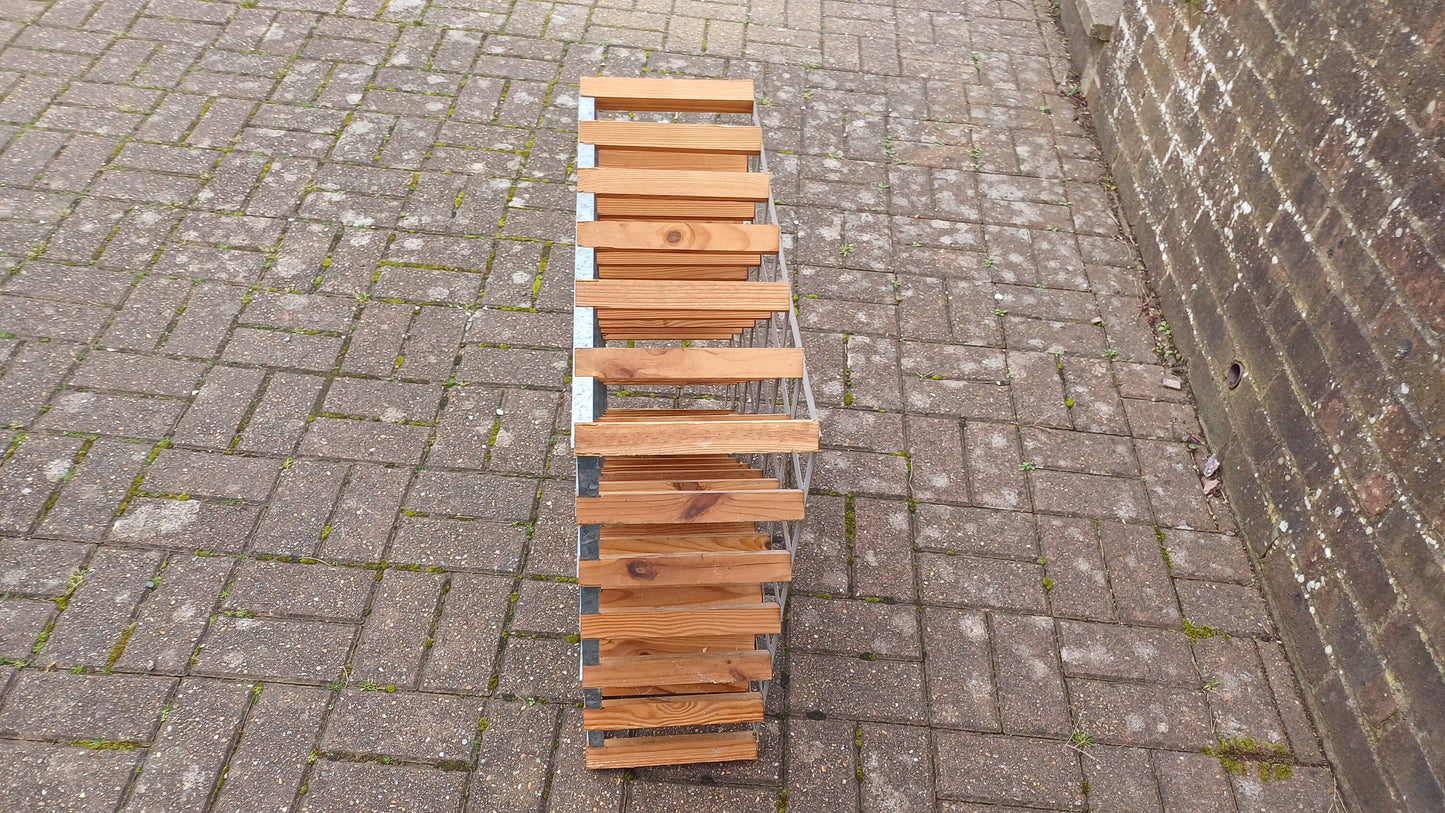Large Vintage 70s Pine and Zinc Wine Rack Up to 43 Bottles