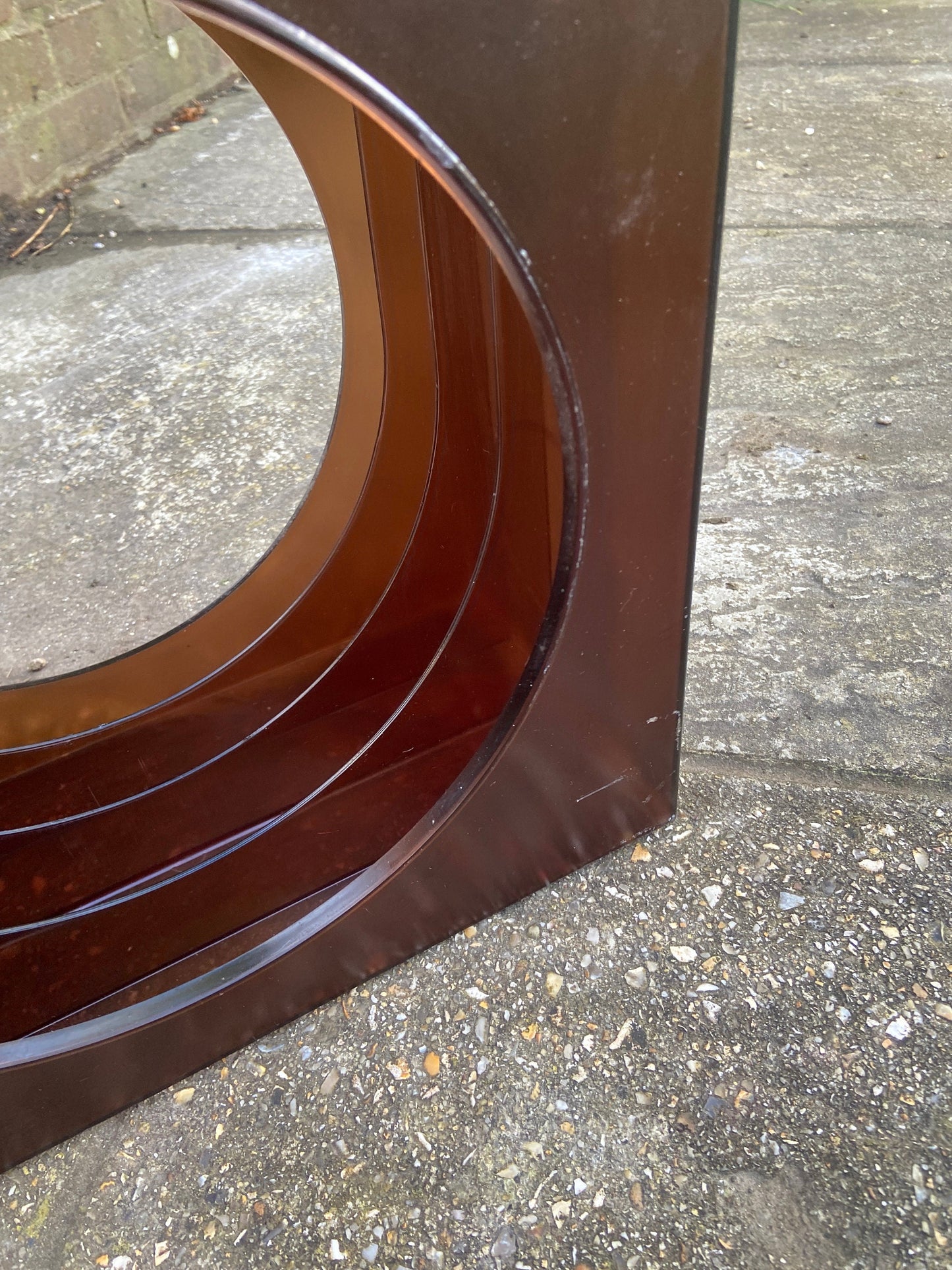 Retro Schweizer amber coloured plastic Vinyl LP 12" Record holder (approx 32 LPs)