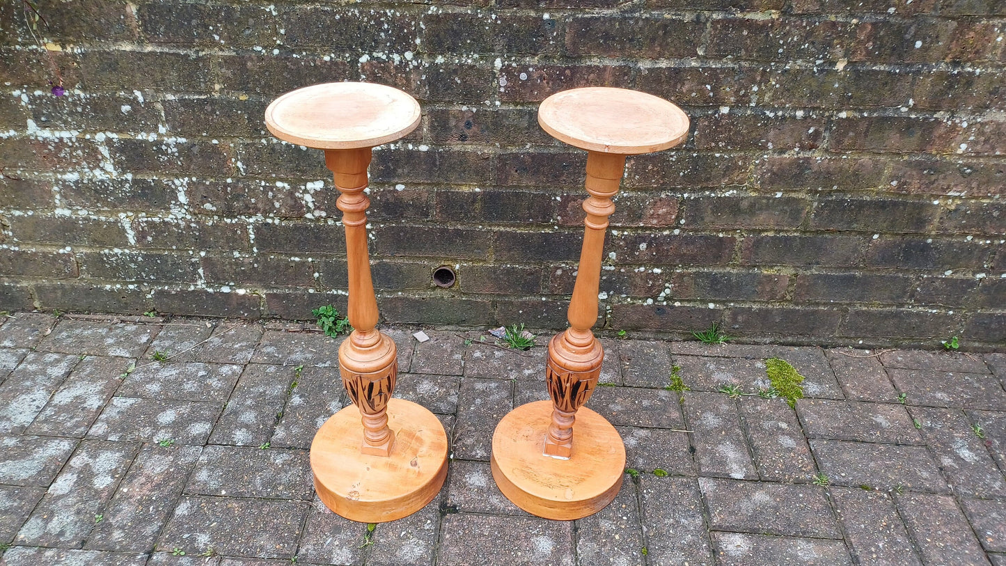Pair Vintage Wooden Edwardian Upcycled Plant Holders. Upcycled from an Edwardian Sideboard