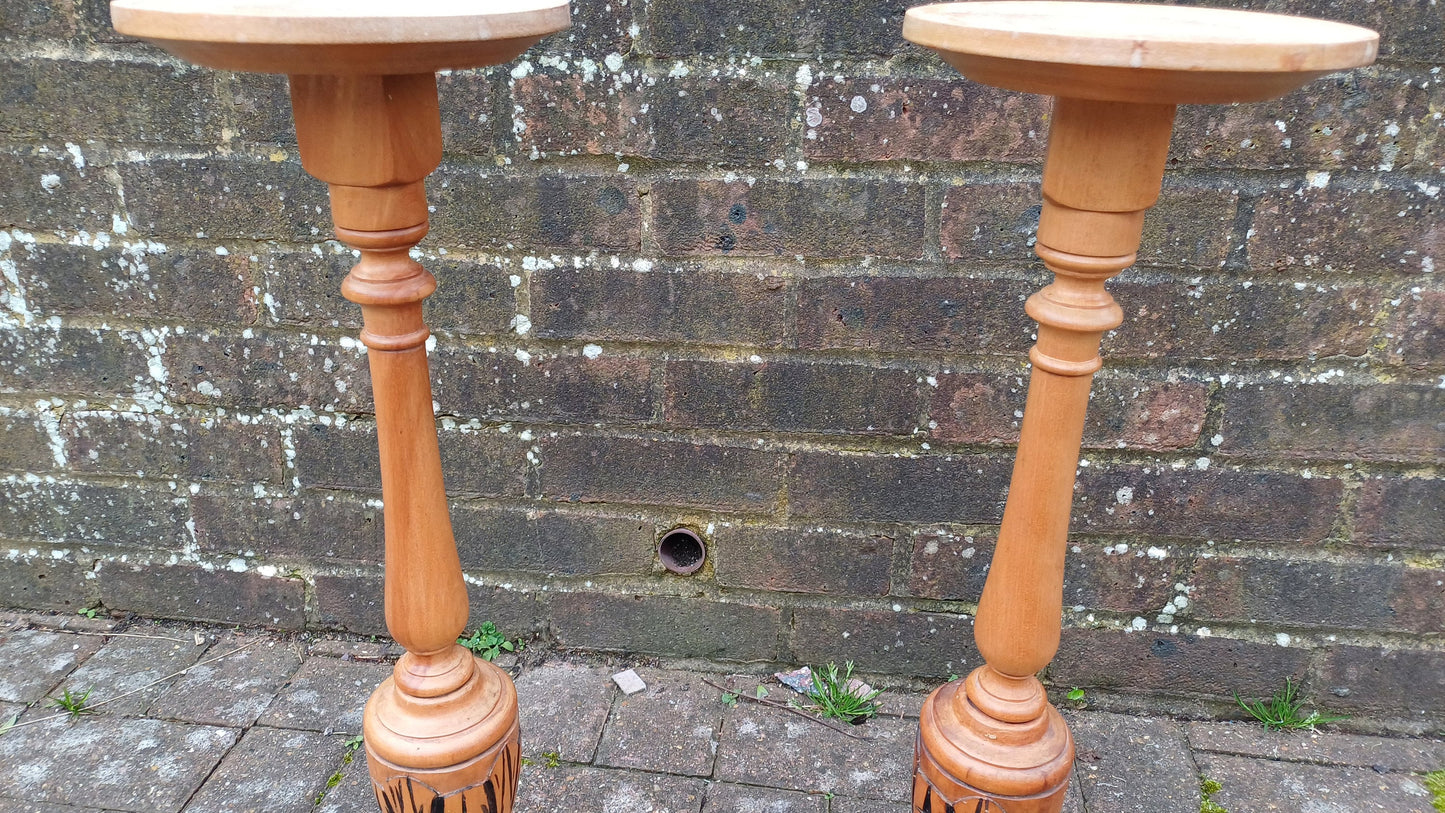Pair Vintage Wooden Edwardian Upcycled Plant Holders. Upcycled from an Edwardian Sideboard