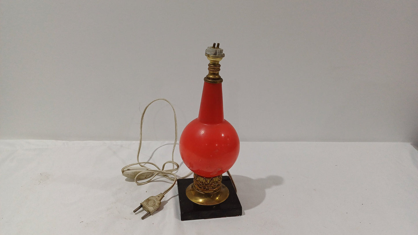 red retro glass lamp marble base