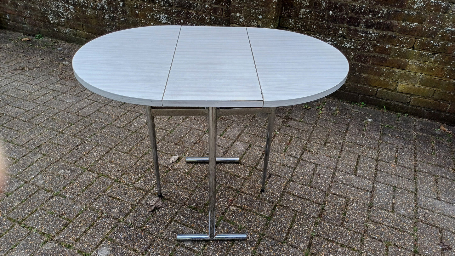 Vintage Retro Drop Leaf Dining Table Chrome Legs Formica