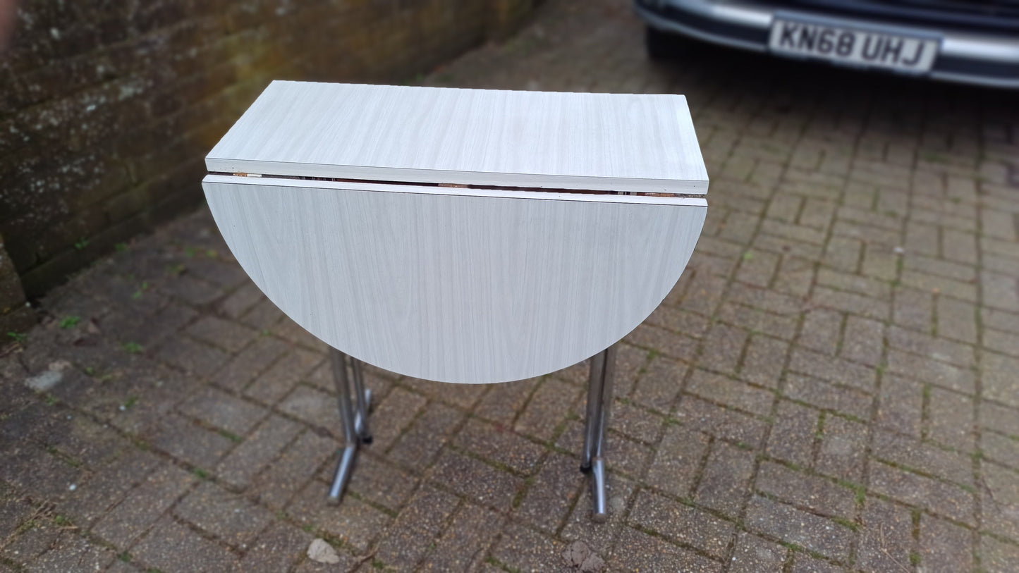 Vintage Retro Drop Leaf Dining Table Chrome Legs Formica