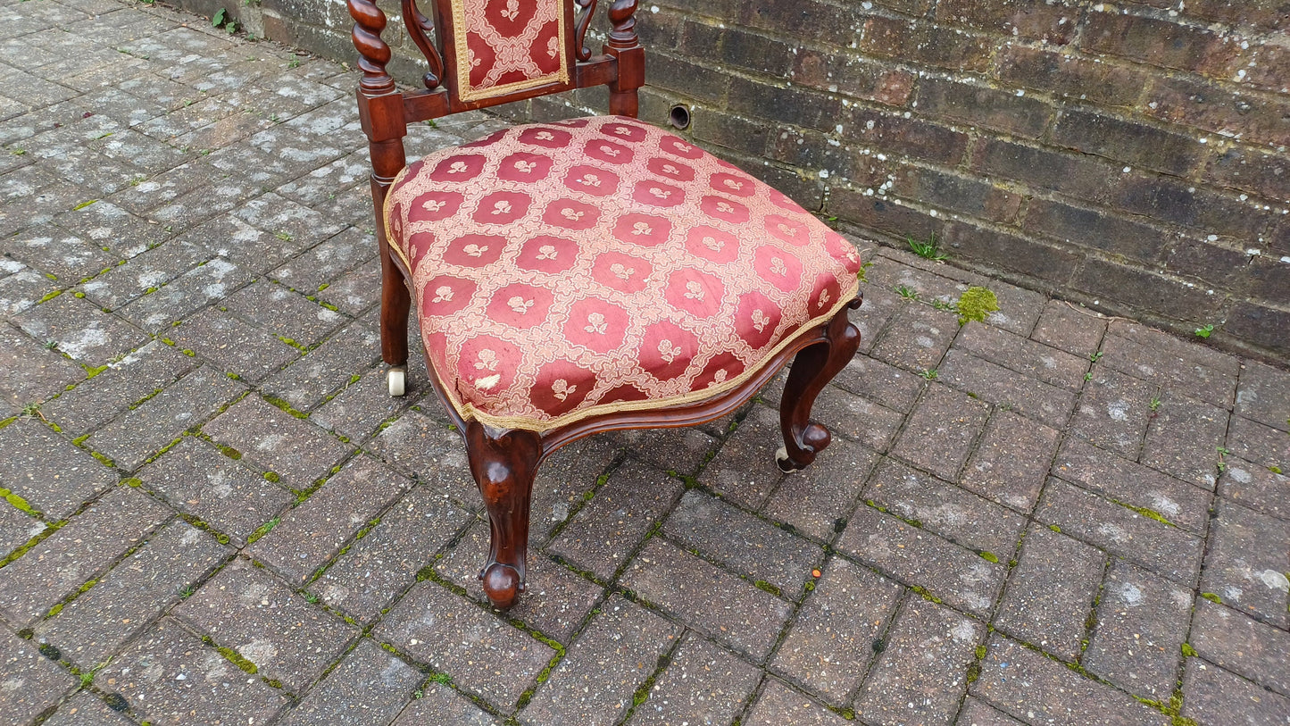 Exquisite Mahogany Upholstered Occasional Chair Superb Carved Features