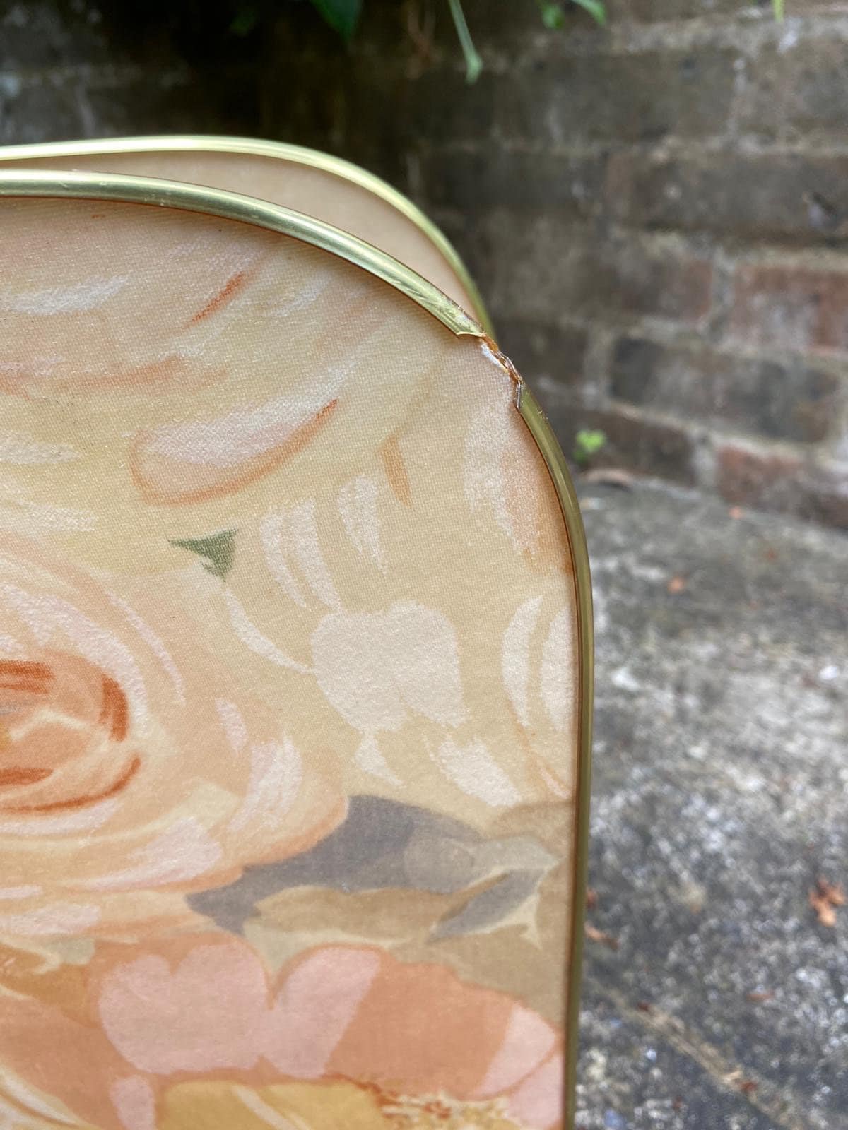 Excellent floral retro mid century magazine newspaper rack - storage unit, plastic floral rack, metal detail, vgc
