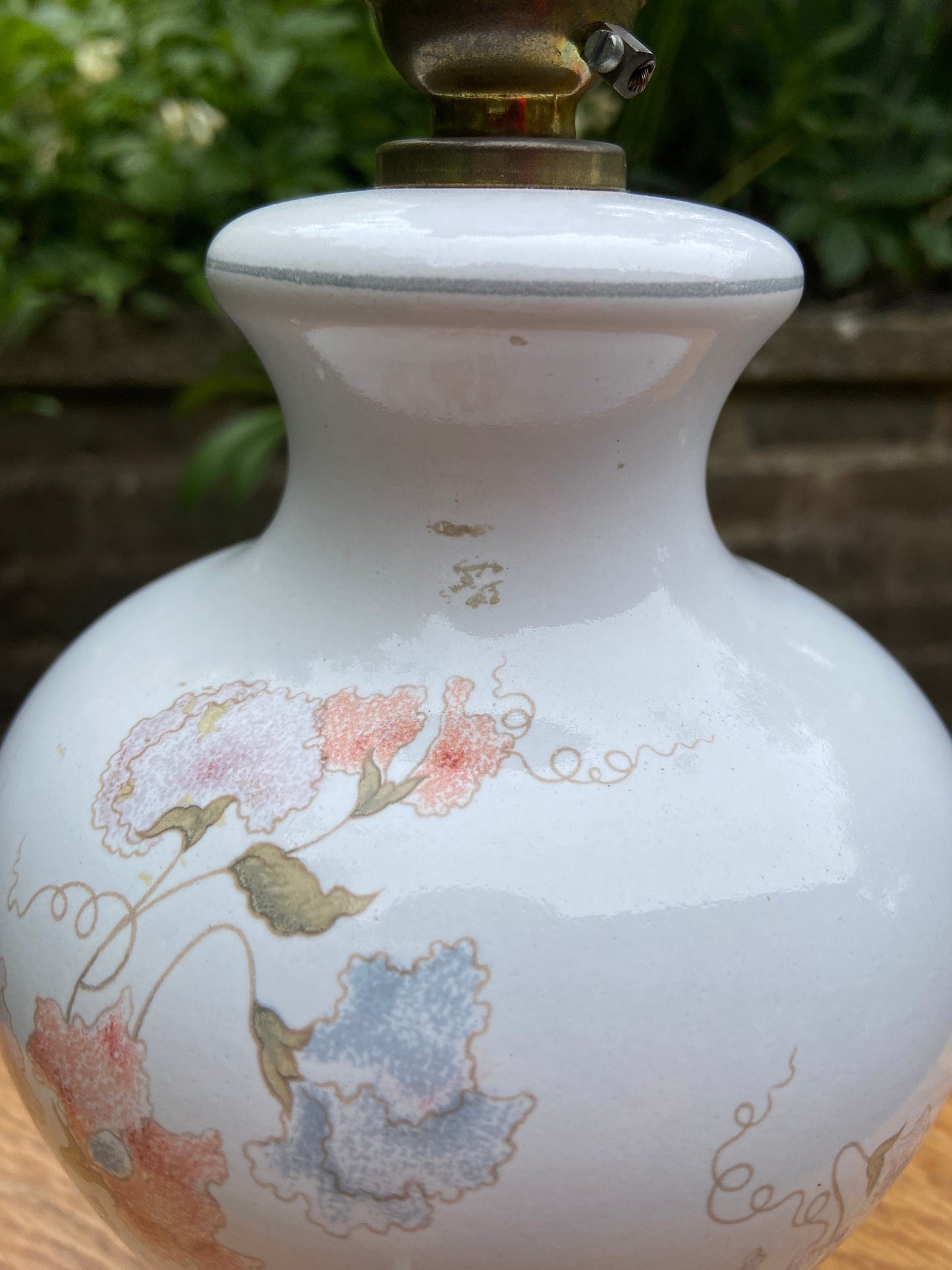 Denby vintage ceramic lamp with flowers - vintage table lamp, Denby collector, working lamp