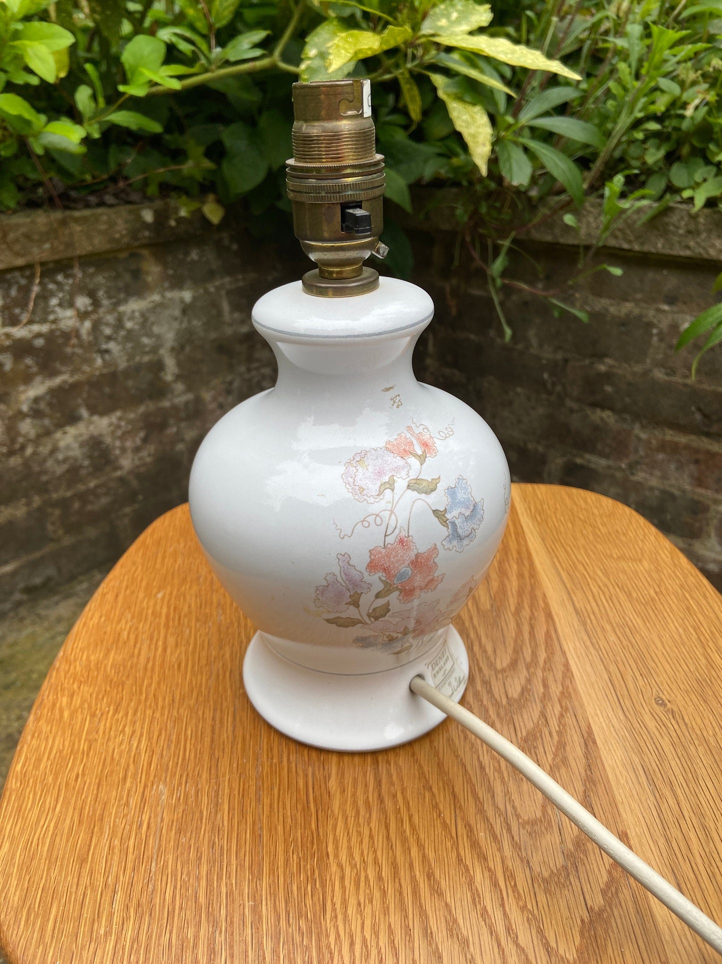 Denby vintage ceramic lamp with flowers - vintage table lamp, Denby collector, working lamp