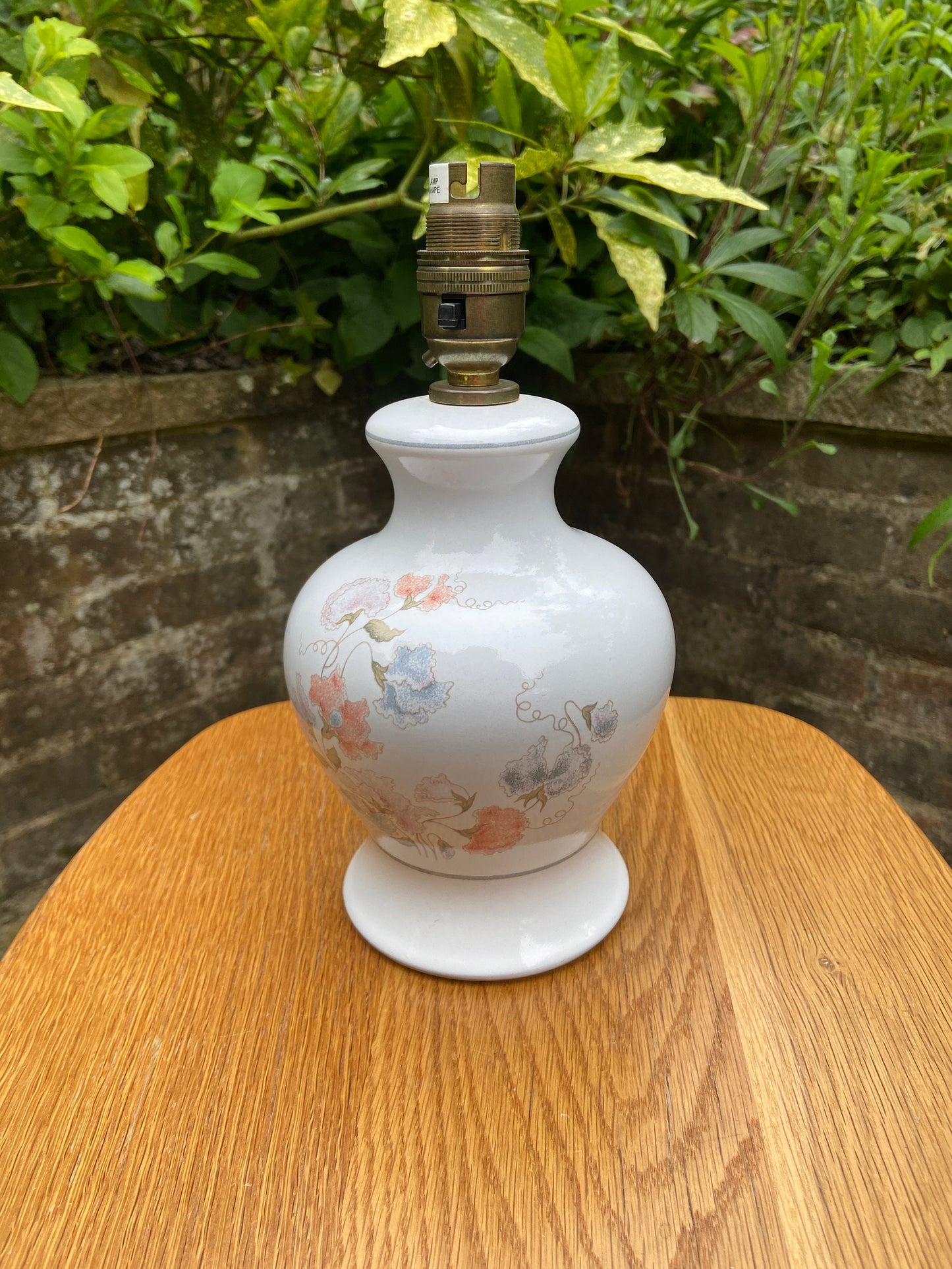 Denby vintage ceramic lamp with flowers - vintage table lamp, Denby collector, working lamp