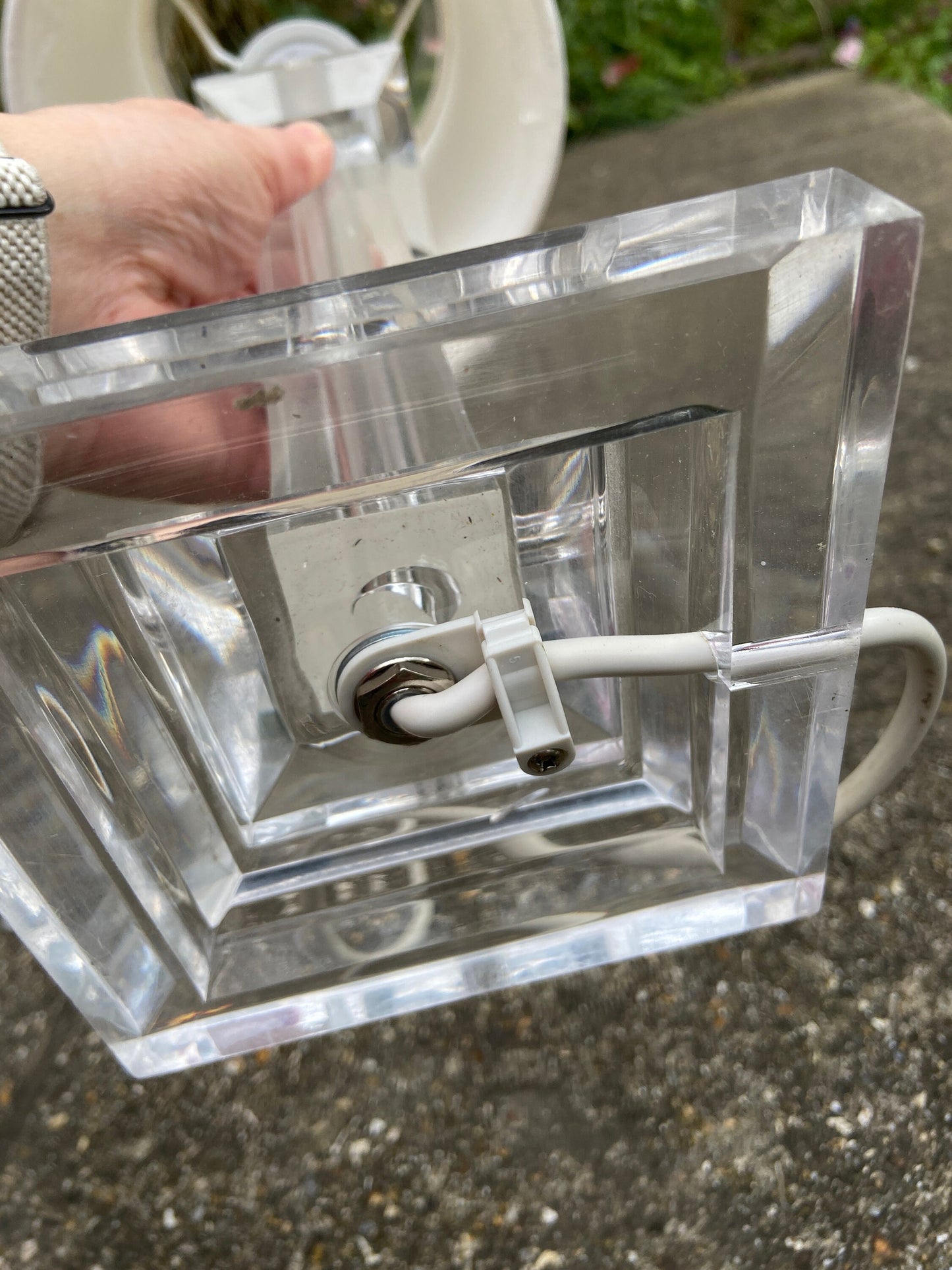 Vintage Geometric Cubic Perspex lamp with new shade - working condition