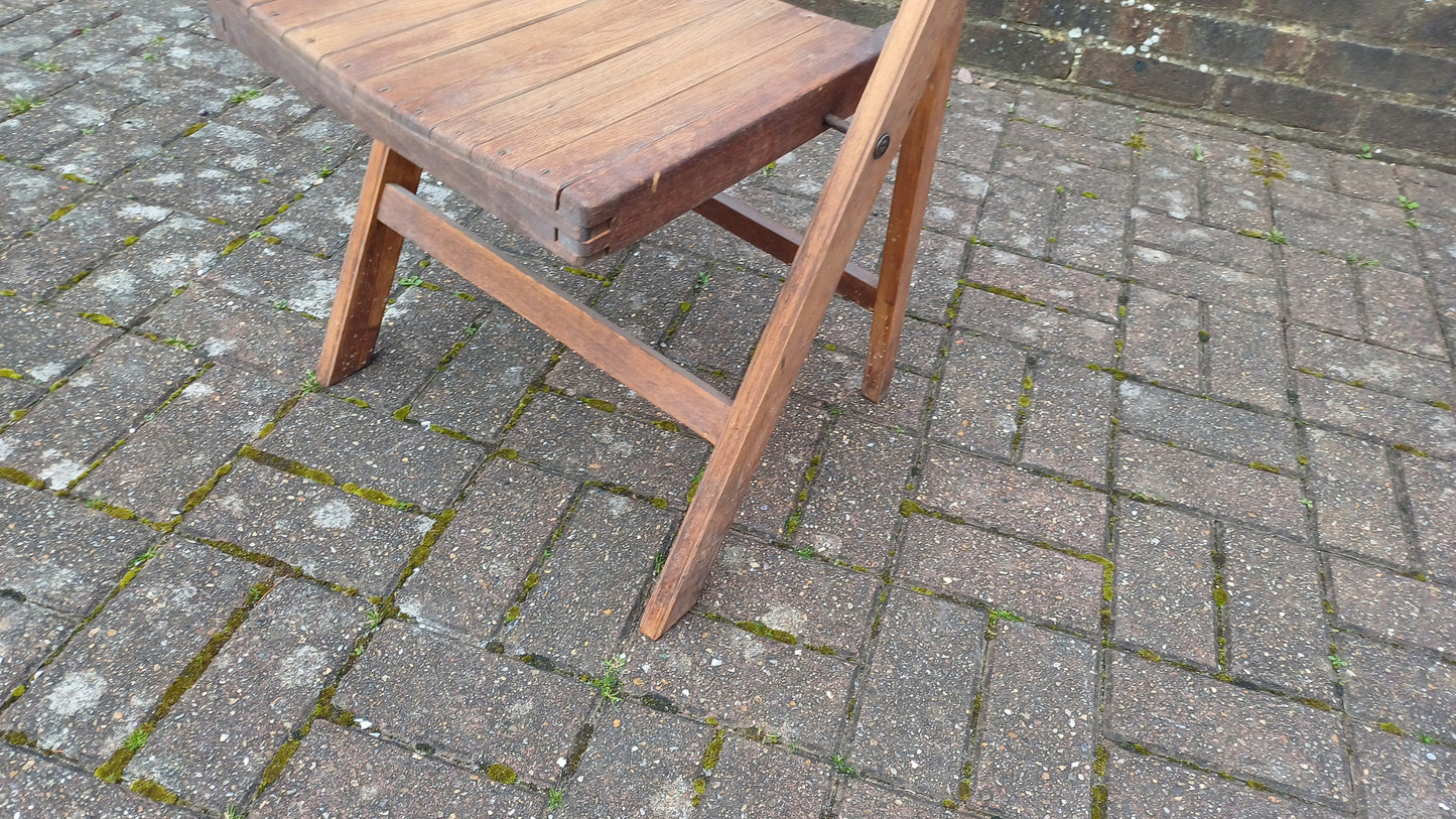 Pre-War Vintage Solid Beech Folding Chair Inside or Garden