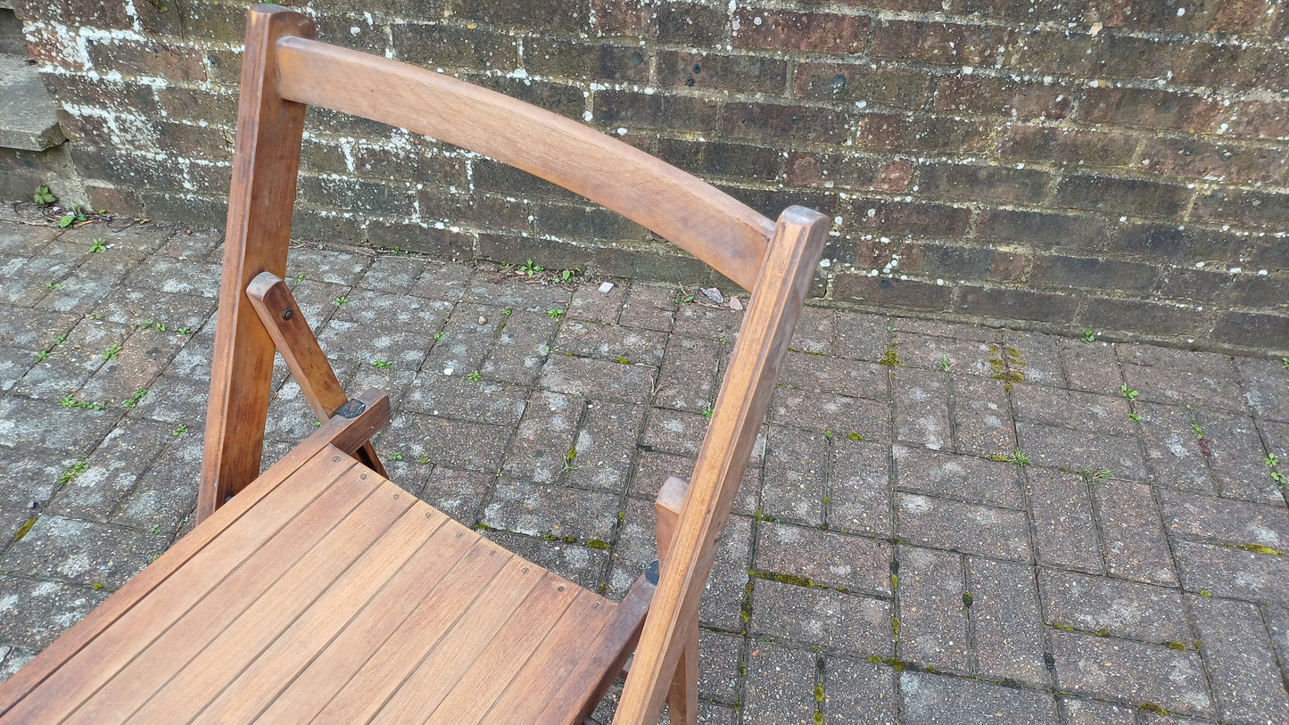 Pre-War Vintage Solid Beech Folding Chair Inside or Garden
