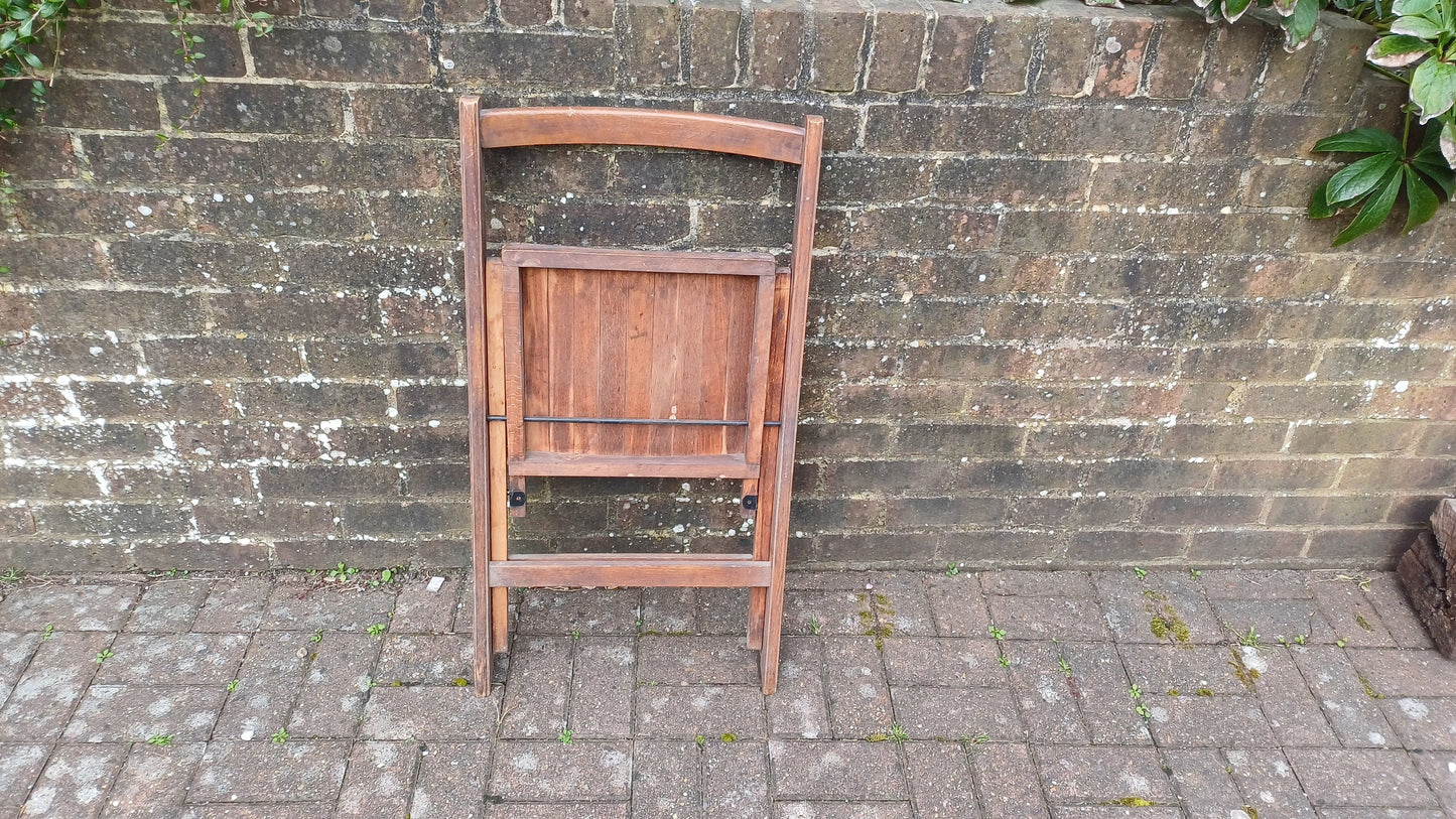 Pre-War Vintage Solid Beech Folding Chair Inside or Garden