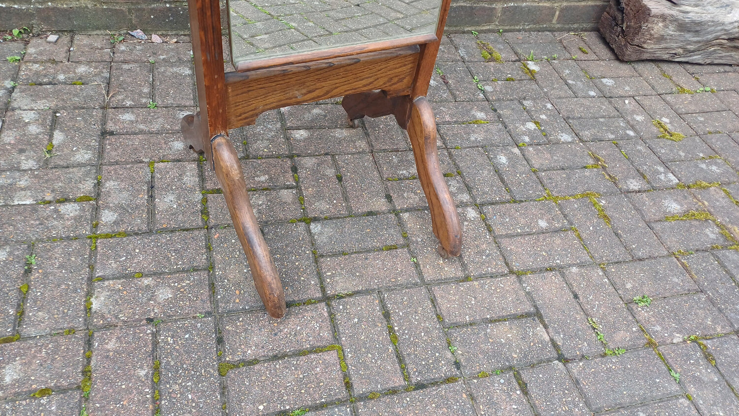 Quality Vintage Solid Oak Cheval 1920s Mirror Full Length.