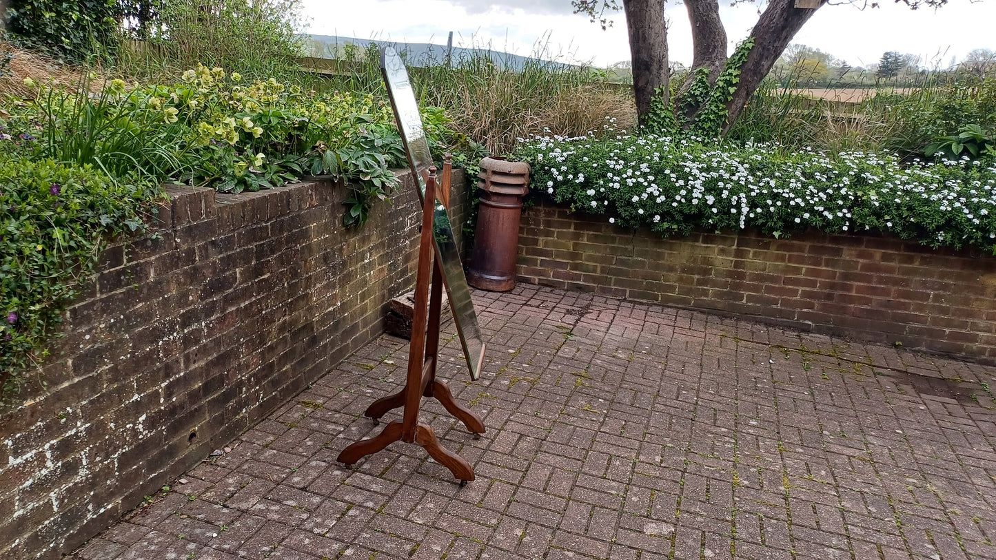 Quality Vintage Solid Oak Cheval 1920s Mirror Full Length.