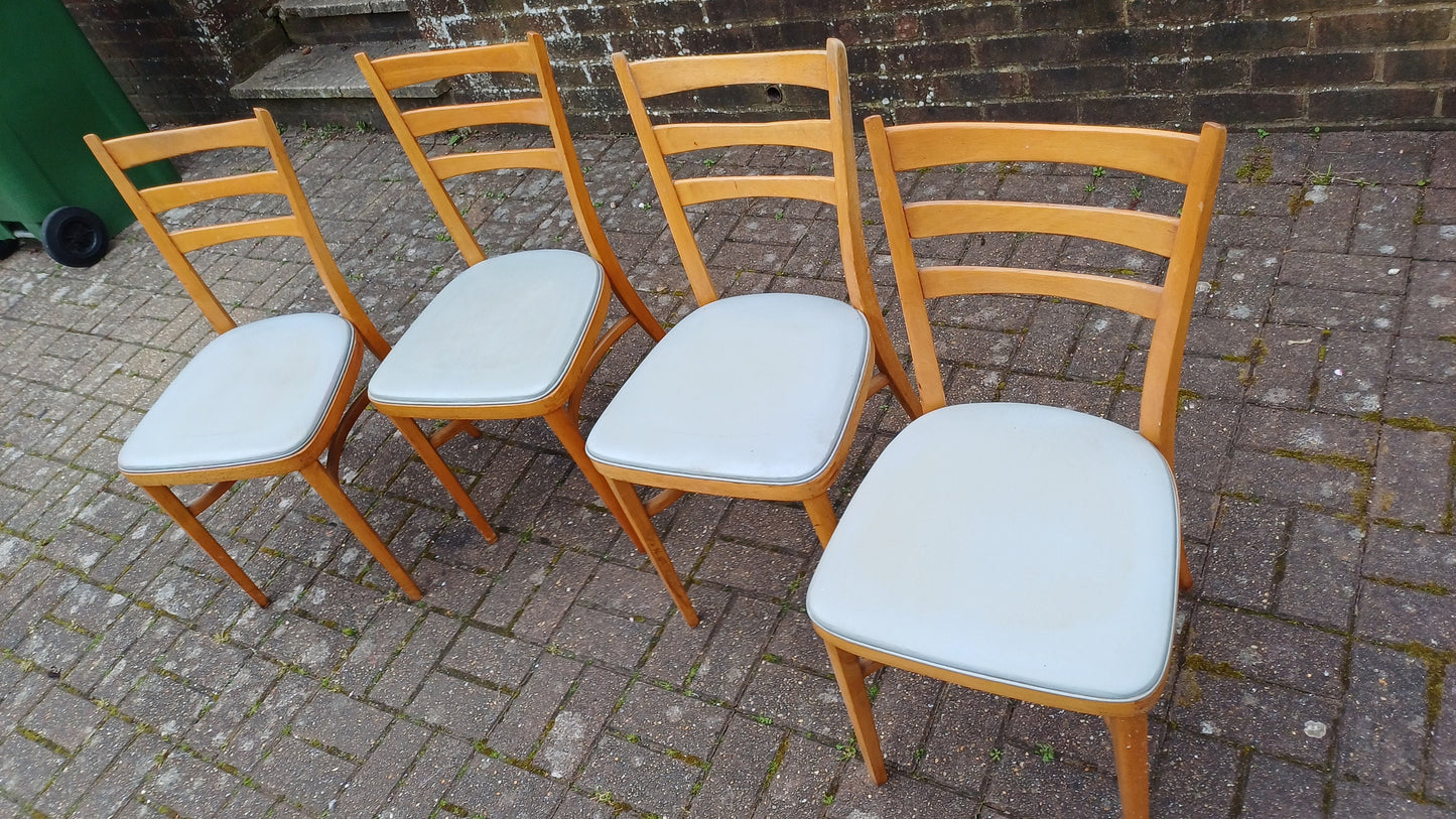 Vintage Retro Kitchen Dining Set of Four Chairs Vinyl Coverings