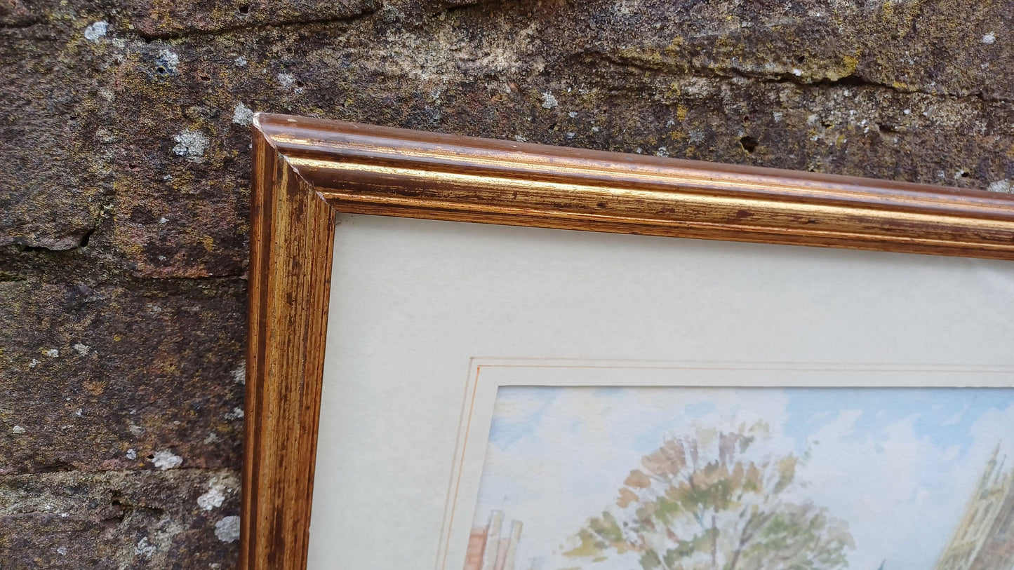 Original vintage painting of Canterbury Cathedral by Richard Odell, original water colour