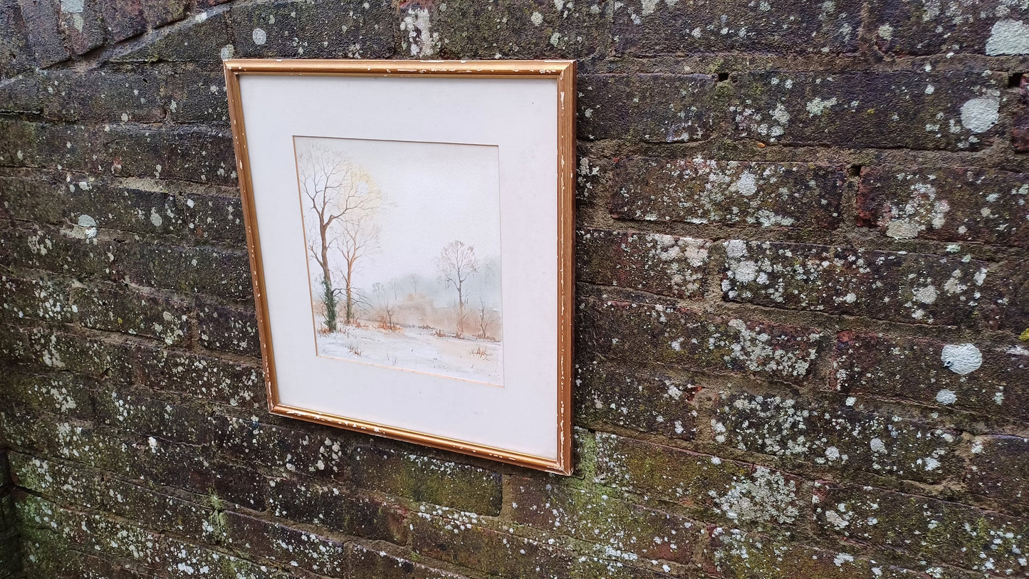 Beautifully Executed Original Watercolour of a Winter Snow Vista by Martin Vinson 1985