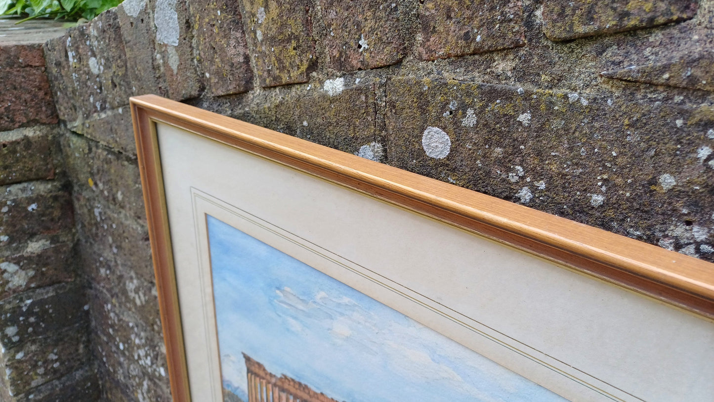 Vintage original watercolour of the Acropolis, Athens - excellent depiction, mounted and vintage glazed frame, good size, water colour