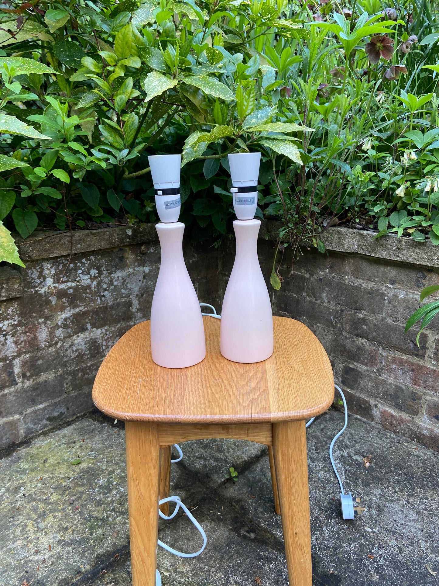 pair pink lamps, working lamps