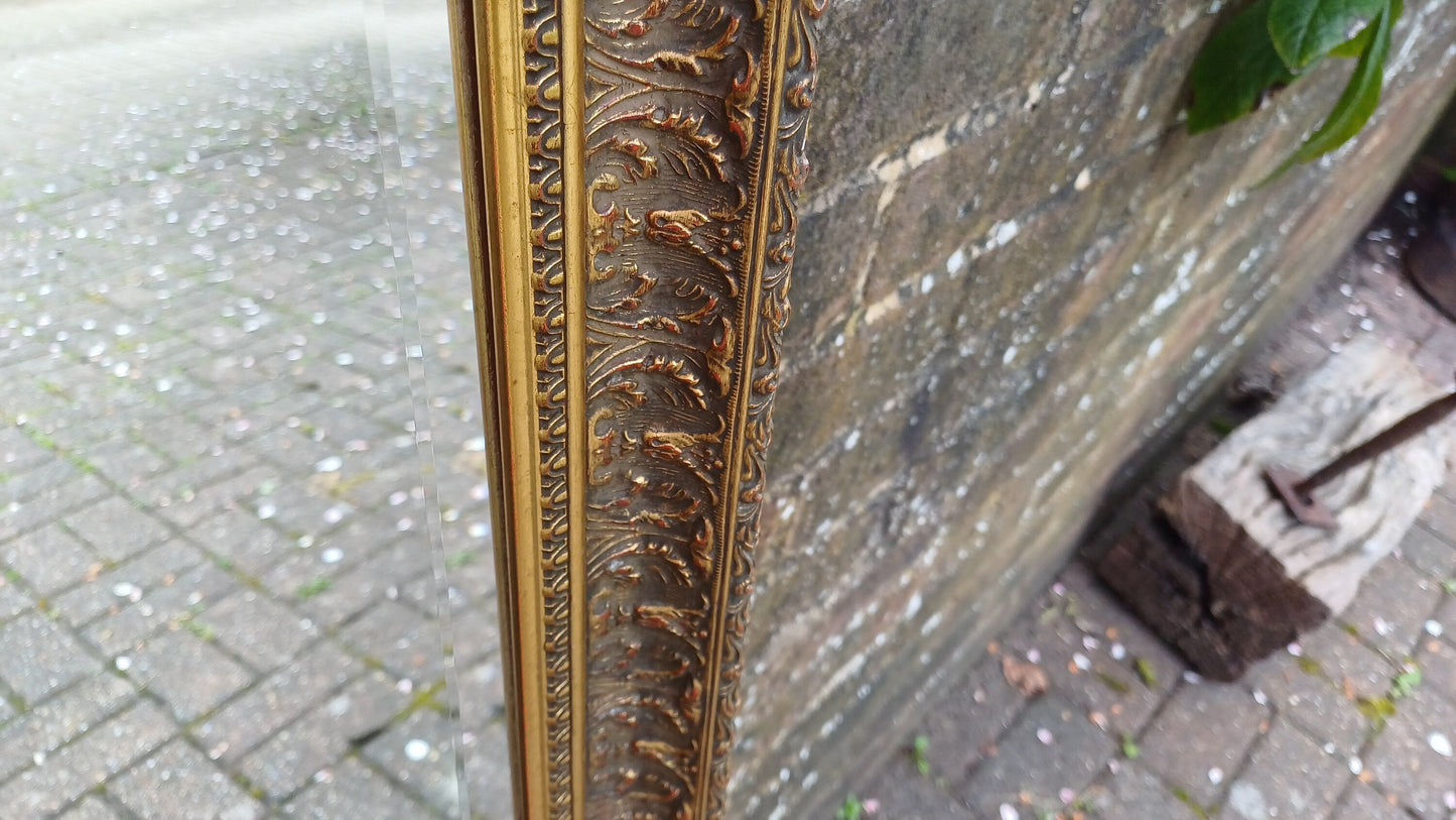 Huge Vintage 80s Gold Gilt Wall Mirror Bevelled.
