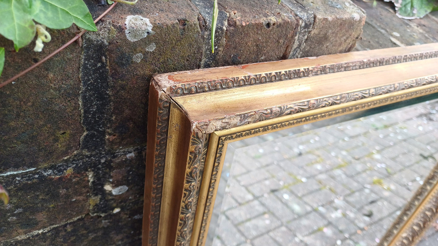 Huge Vintage 80s Gold Gilt Wall Mirror Bevelled.