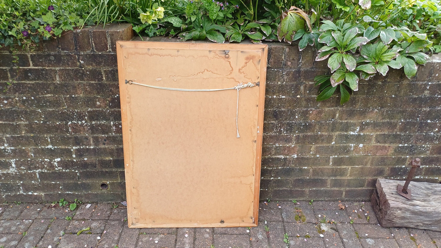 Huge Vintage 80s Gold Gilt Wall Mirror Bevelled.