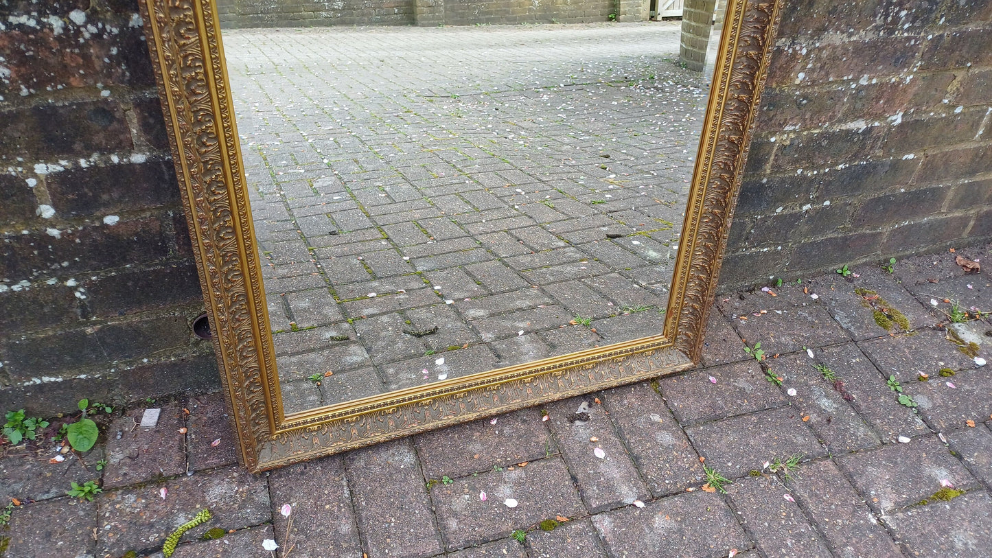 Huge Vintage 80s Gold Gilt Wall Mirror Bevelled.