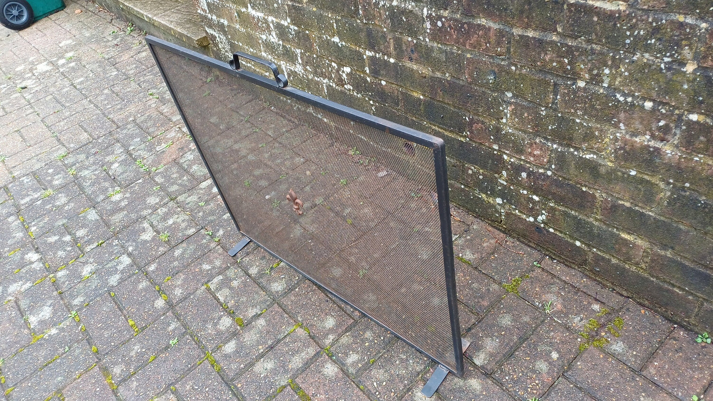Vintage Metal 70s Fire Screen Guard Gauze Fireplace.