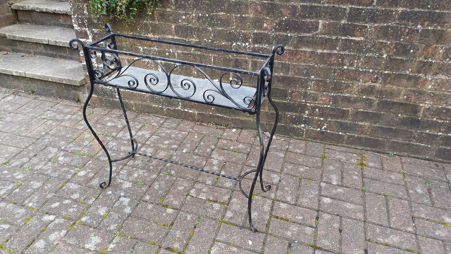 Vintage Retro 50s Metal Planter Plant Display Slate Bottom